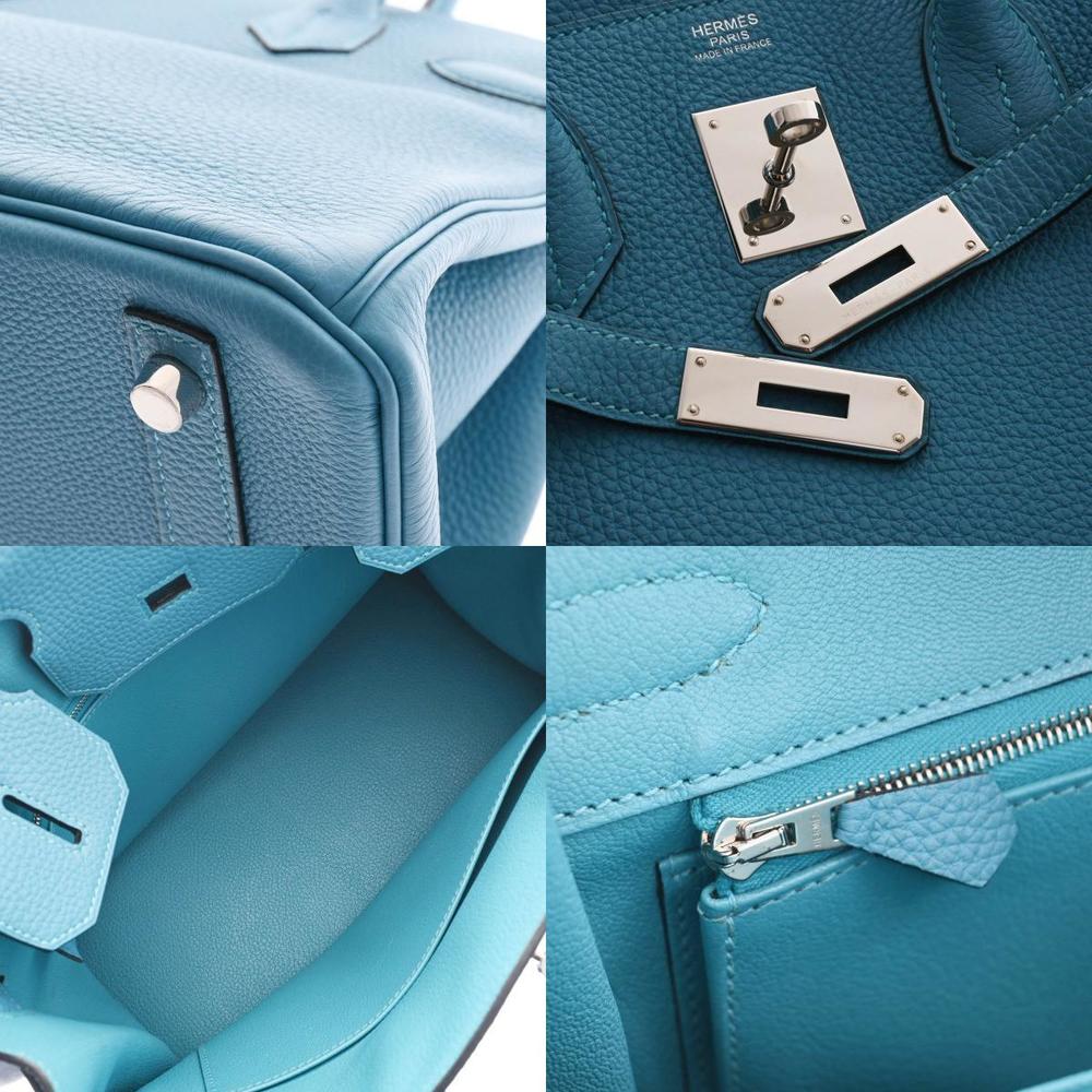 Hermes Birkin 30 Turquoise Palladium Metal Fittings R Engraved (around 2014) Ladies' Taurillon Clemence Handbag
