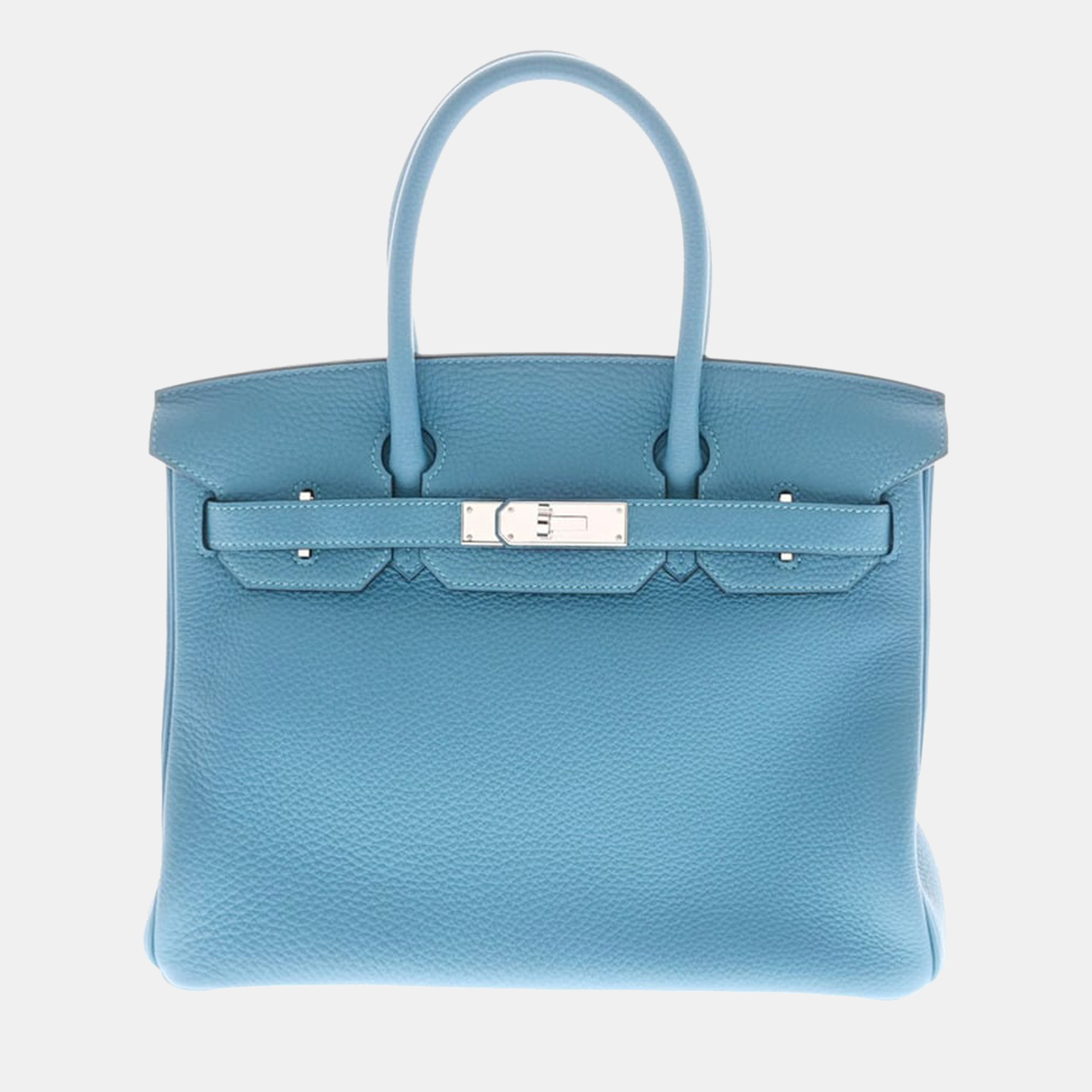 Hermes Birkin 30 Turquoise Palladium Metal Fittings R Engraved (around 2014) Ladies' Taurillon Clemence Handbag