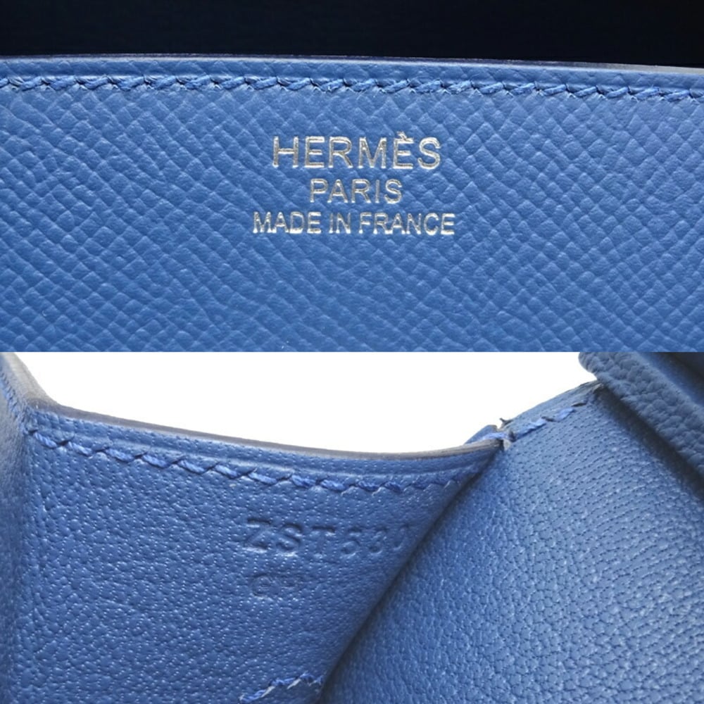 Hermes Birkin Serie 35 Rainbow Z Engraved  Women's Handbag Vaux Epson Apricot / Blue Agate Magnolia X Palladium Hardware
