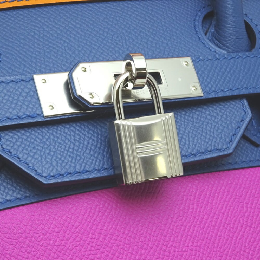 Hermes Birkin Serie 35 Rainbow Z Engraved  Women's Handbag Vaux Epson Apricot / Blue Agate Magnolia X Palladium Hardware