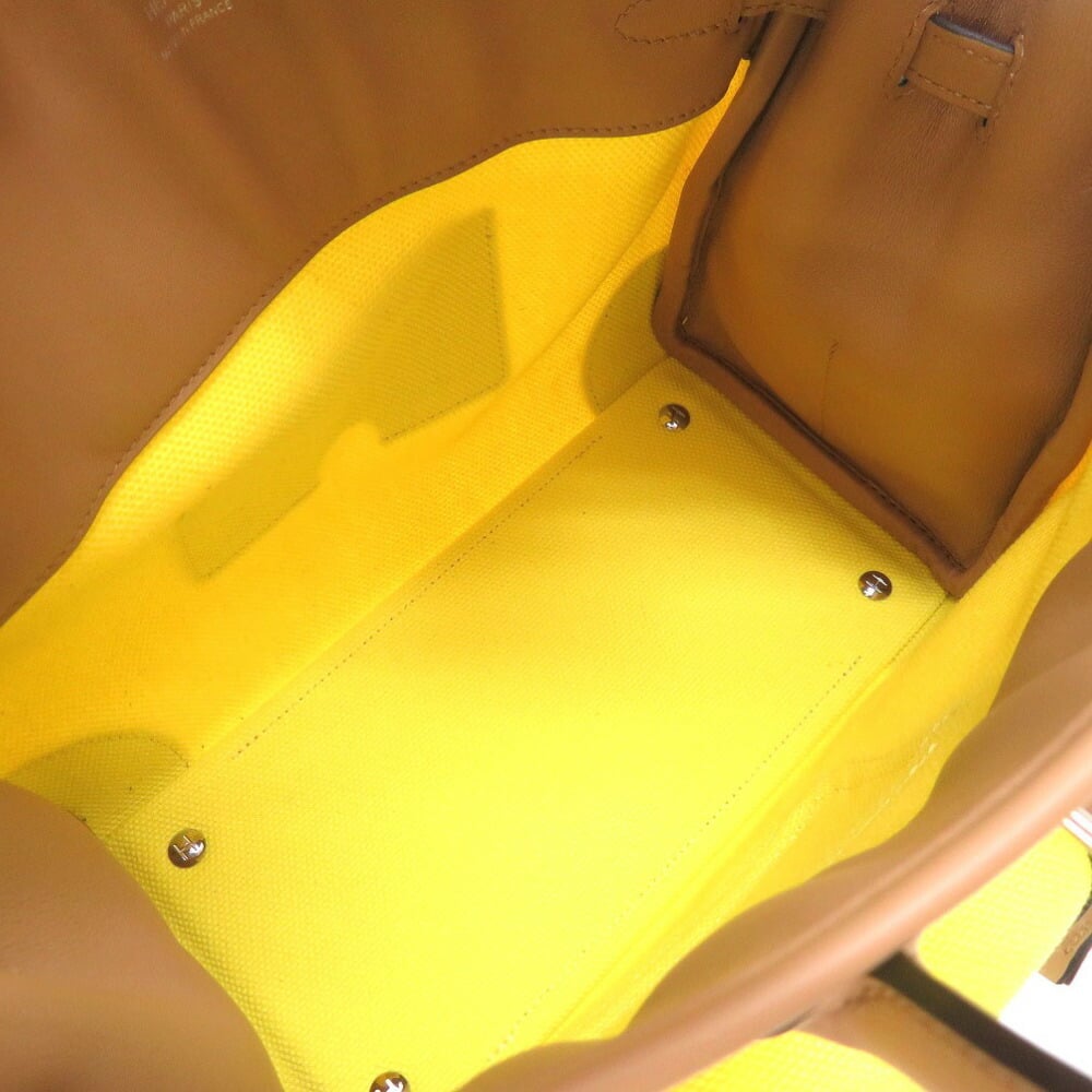 Hermes Birkin Cargo 25 Vaux Swift Toile Goalan Jaune Citron Chai U Engraved Handbag Yellow Brown