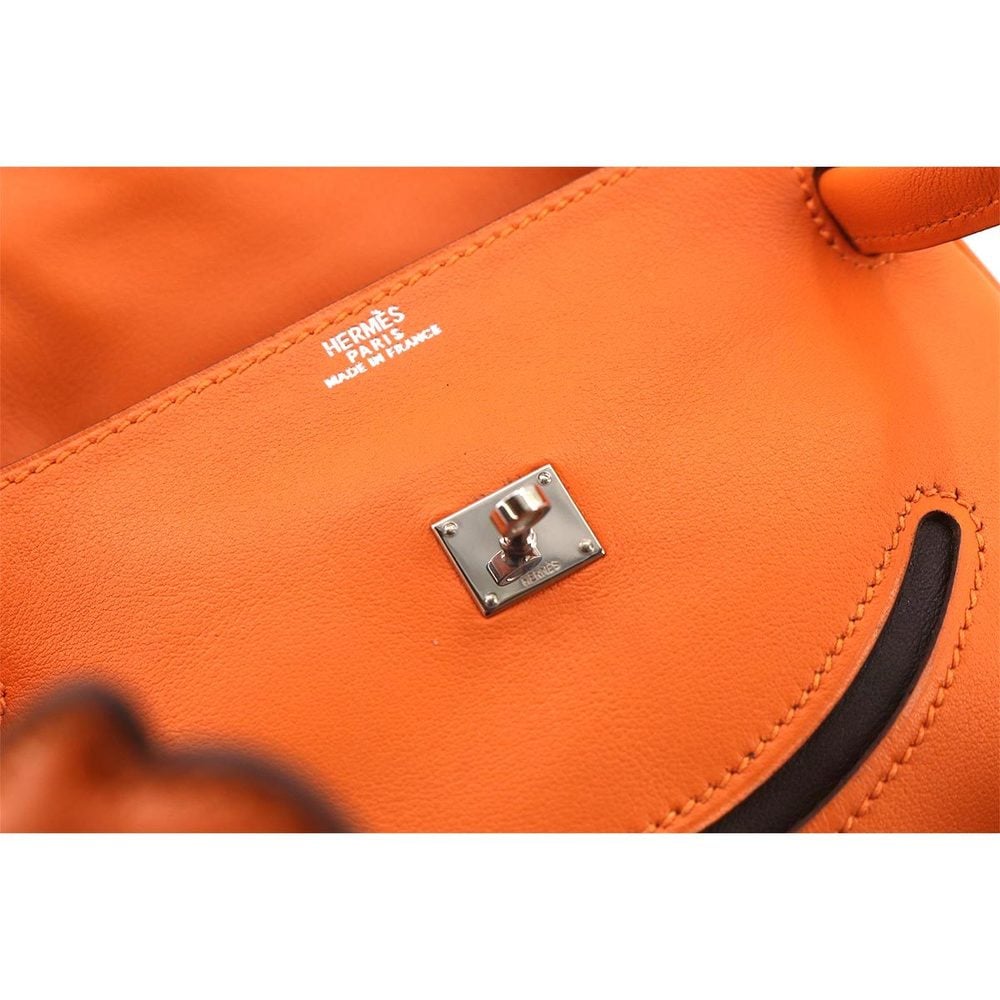 Hermes Kelly Doll Limited Edition Hand Bag Vogulliver Orange Black D Engraved Silver Metal Fittings