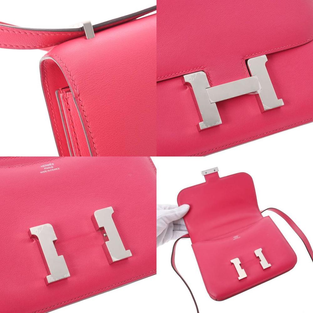 Hermes Constance 18 Rose Extreme Palladium Metal Fittings C Engraved (around 2018) Women's Vaux Swift Shoulder Bag