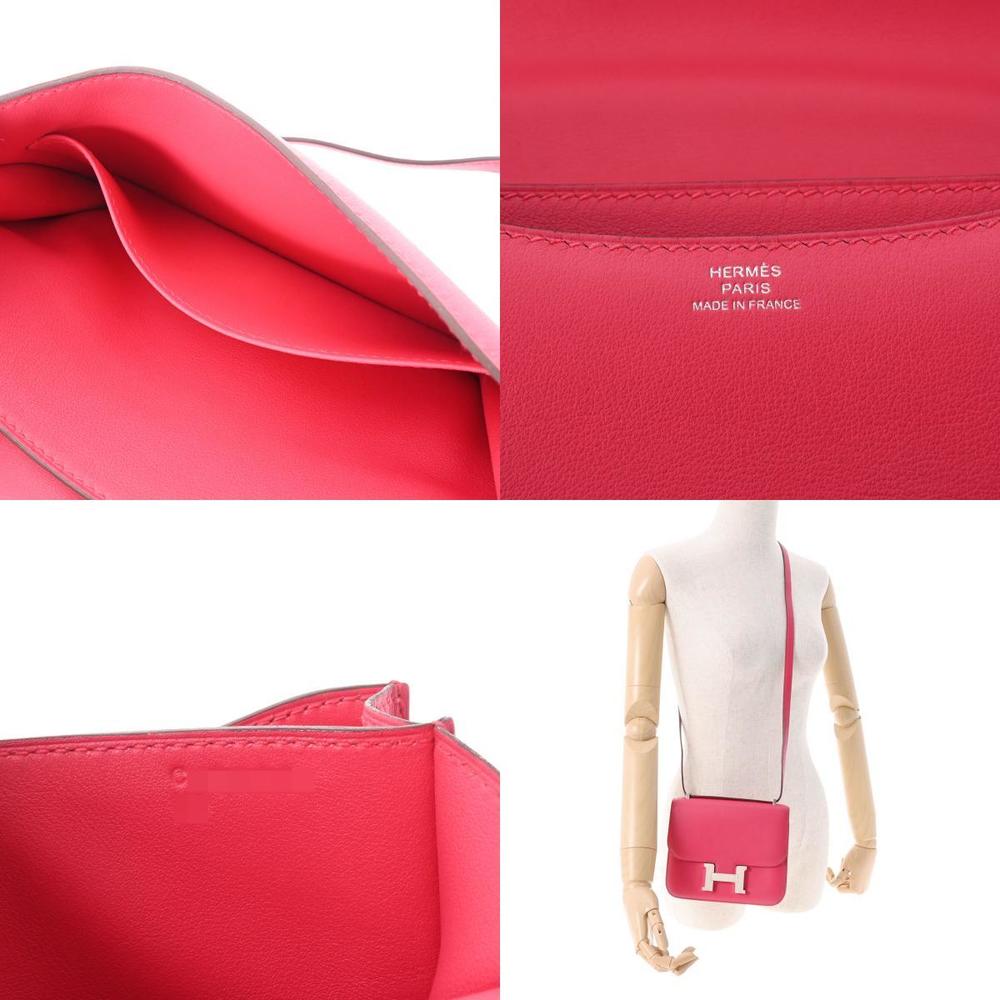 Hermes Constance 18 Rose Extreme Palladium Metal Fittings C Engraved (around 2018) Women's Vaux Swift Shoulder Bag