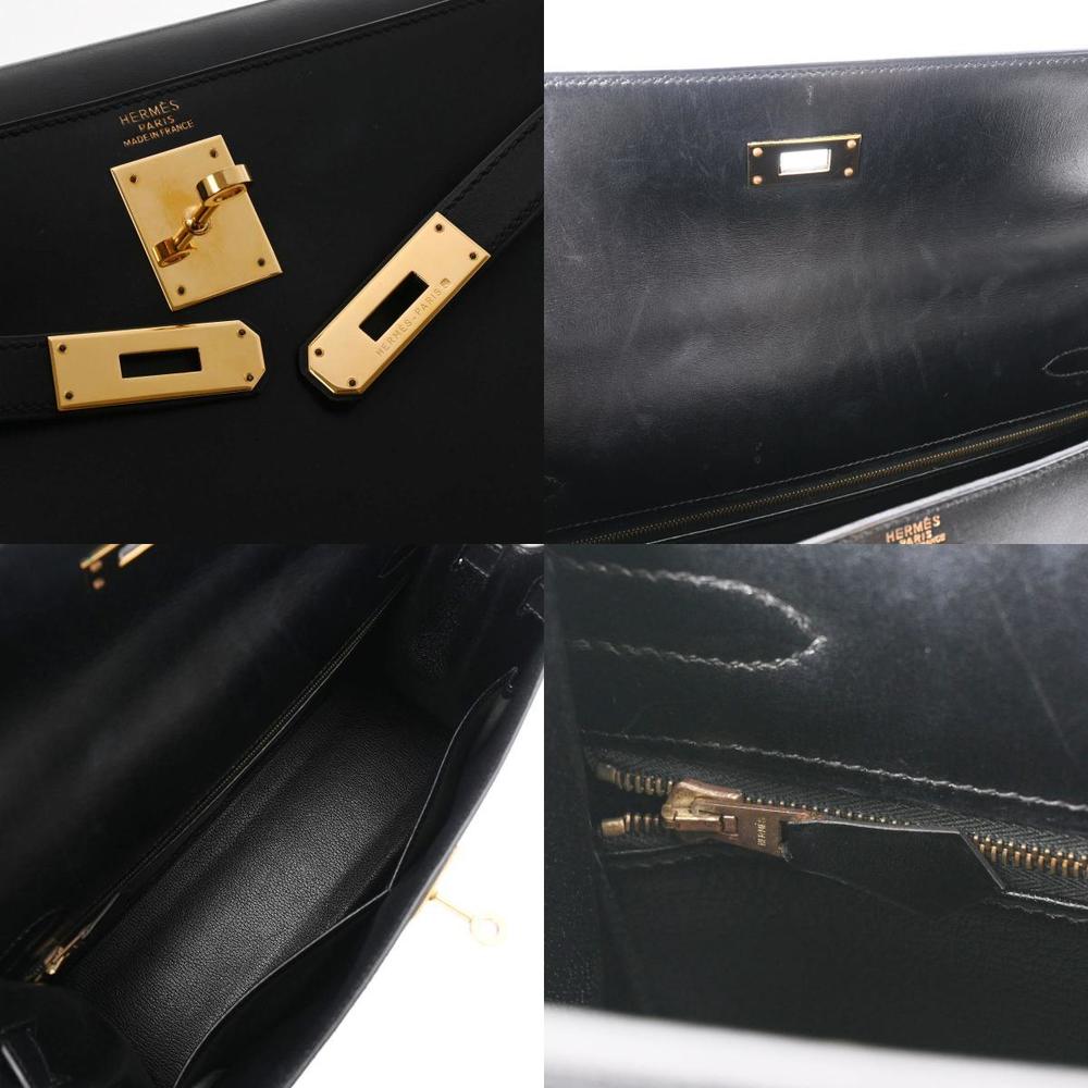 Hermes Kelly 32 Outer Stitching Black D Engraved (around 2000) Ladies Boxcalf Bag