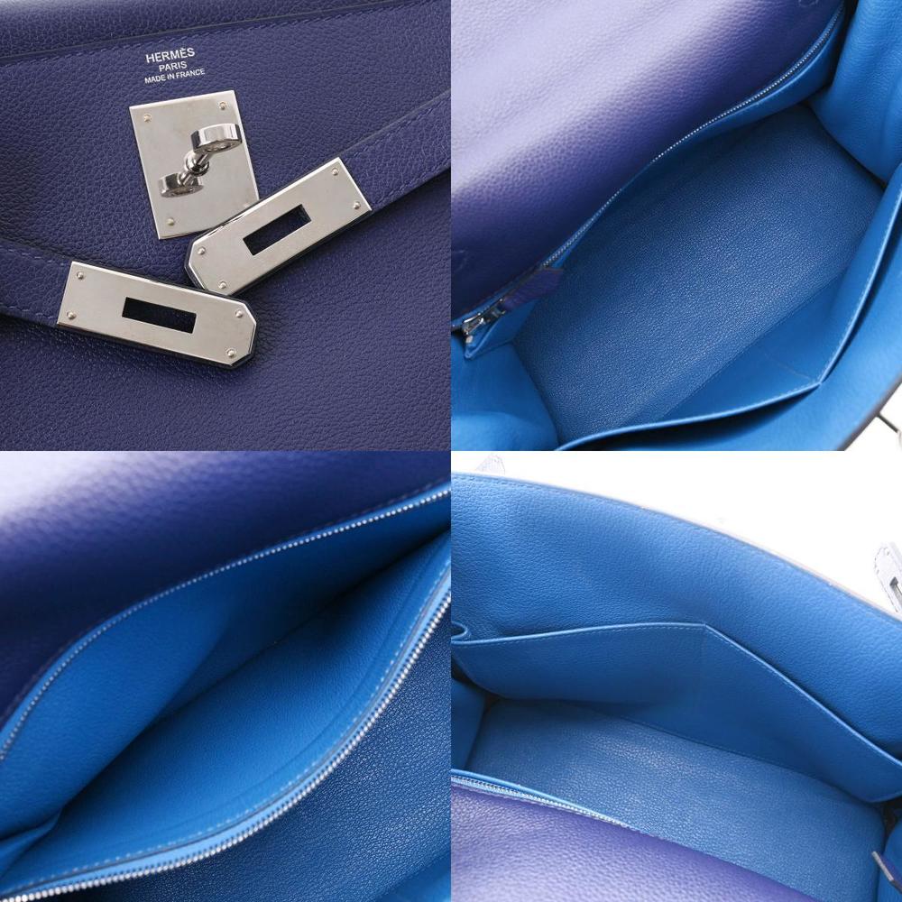 Hermes Kelly 28 Inner Stitch Blue Saphir Zanzibar Palladium Metal Fittings D Engraved (around 2019) Women's Taurillon Noviyo Bag
