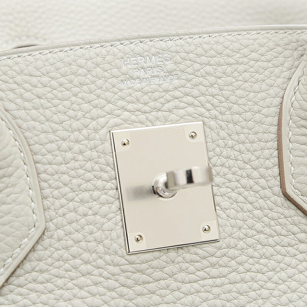 Hermes Birkin 30 Togo Handbag Grease Pearl Silver Metal Fittings U Stamp