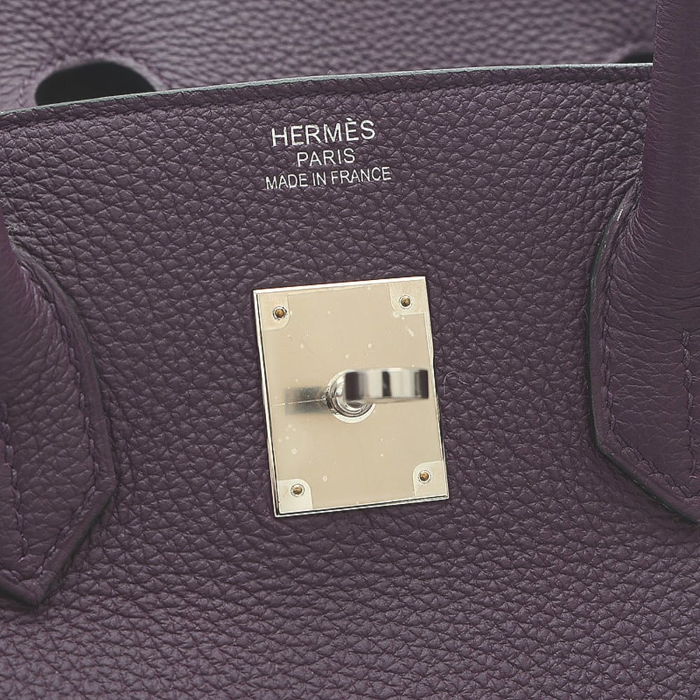 Hermes Birkin 35 Togo Handbag Cassis Silver Metal Fittings U Stamp