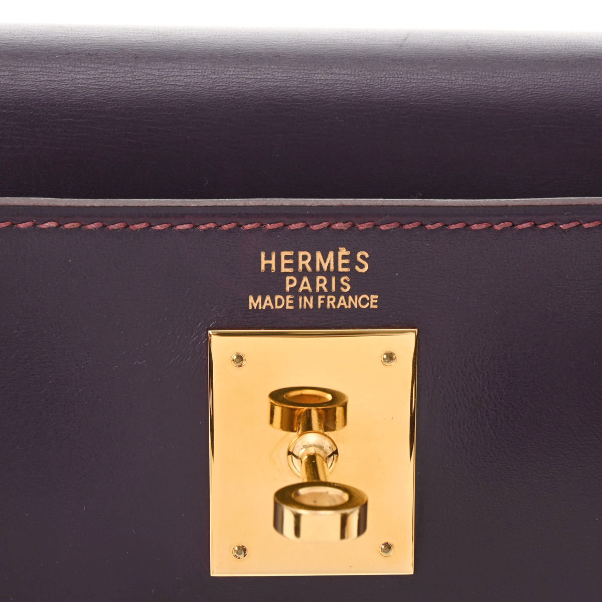 Hermes Purple Box Calf Leather Gold Hardware Kelly 32 Bag