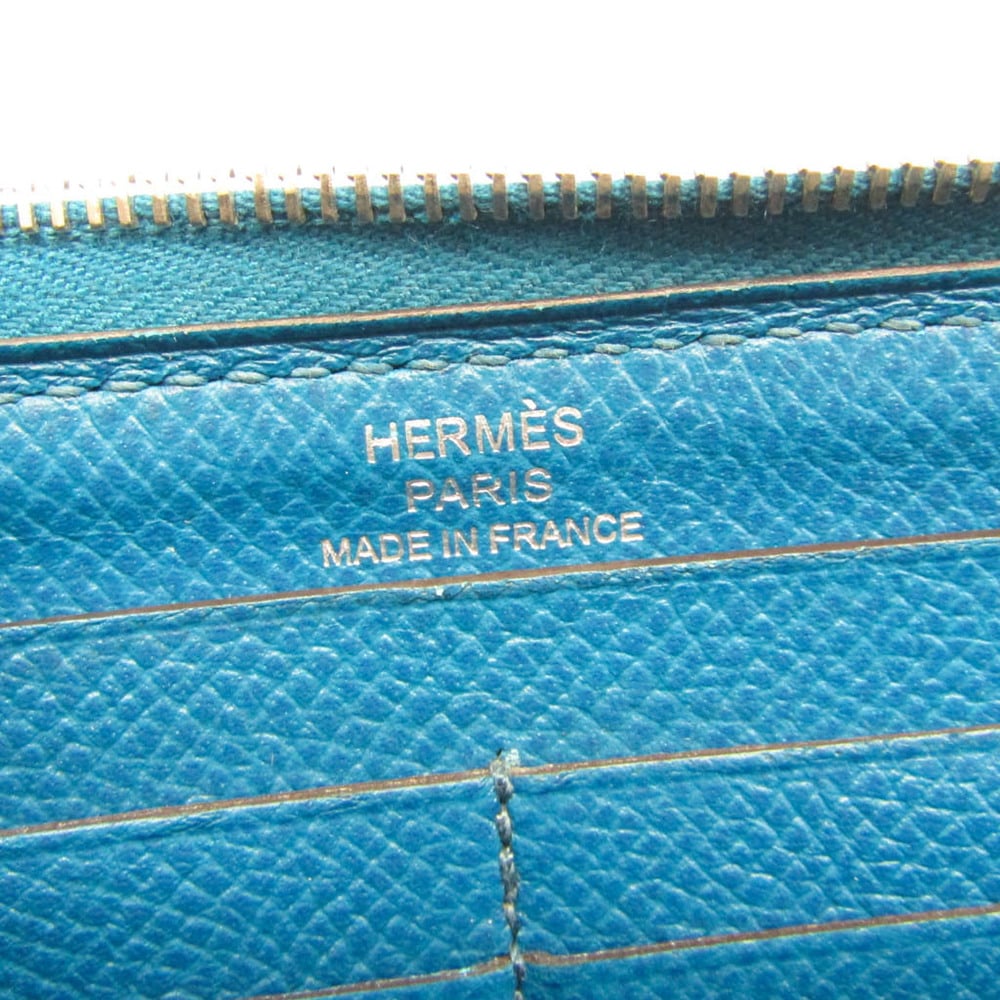Hermes Azap Long Women's Epsom Leather Long Wallet (bi-fold) Blue BF563251