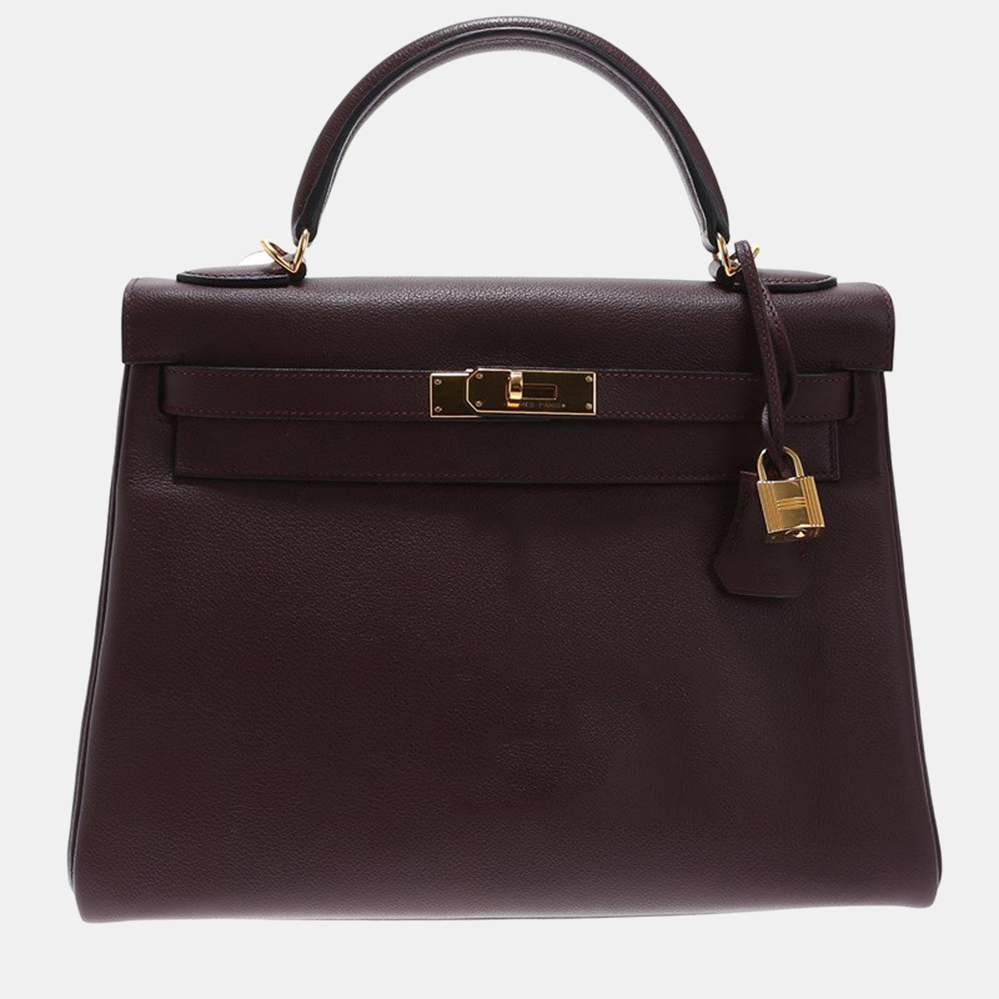 Hermes chocolate leather gold-plated hardware kelly 32 bag
