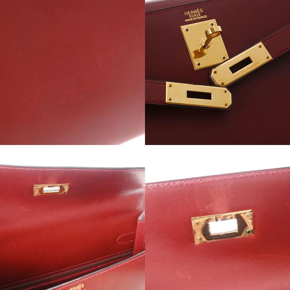 Hermes Kelly 32 Outer Stitching Rouge Ash E Engraved (around 2001) Ladies' Boxcalf Bag