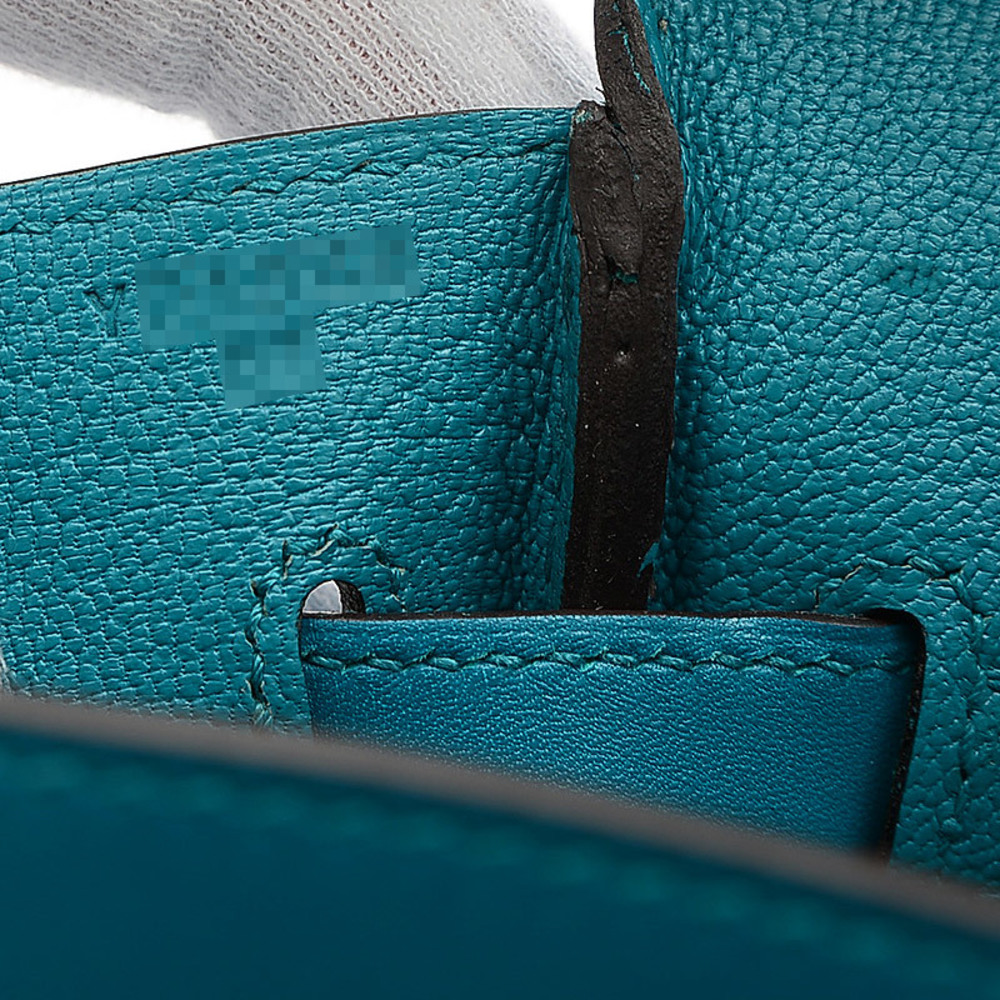 Hermes Birkin 30 Tadelakt Handbag Blue Izmir Silver Metal Fittings Y Stamp