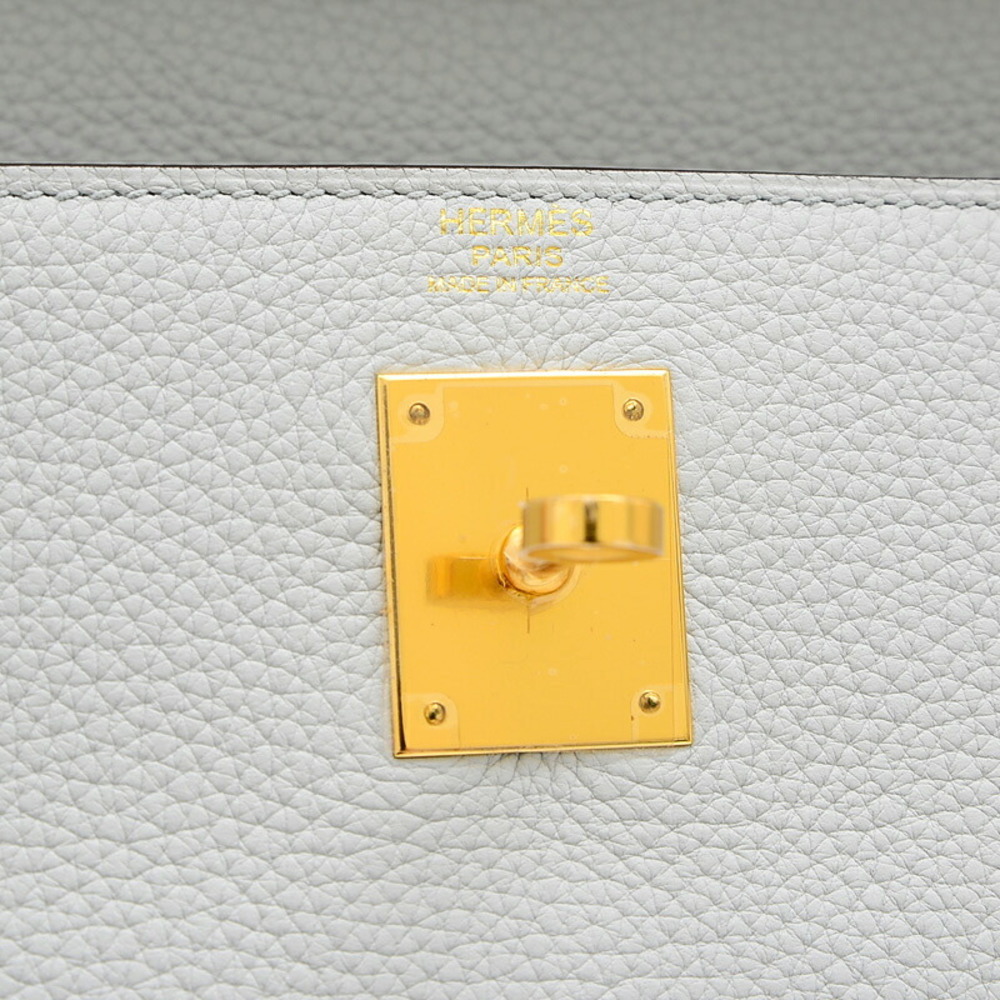Hermes Kelly 32 Inner Sewing Taurillon Clemence Handbag Blue Pale Gold Metal Fittings Z Stamp