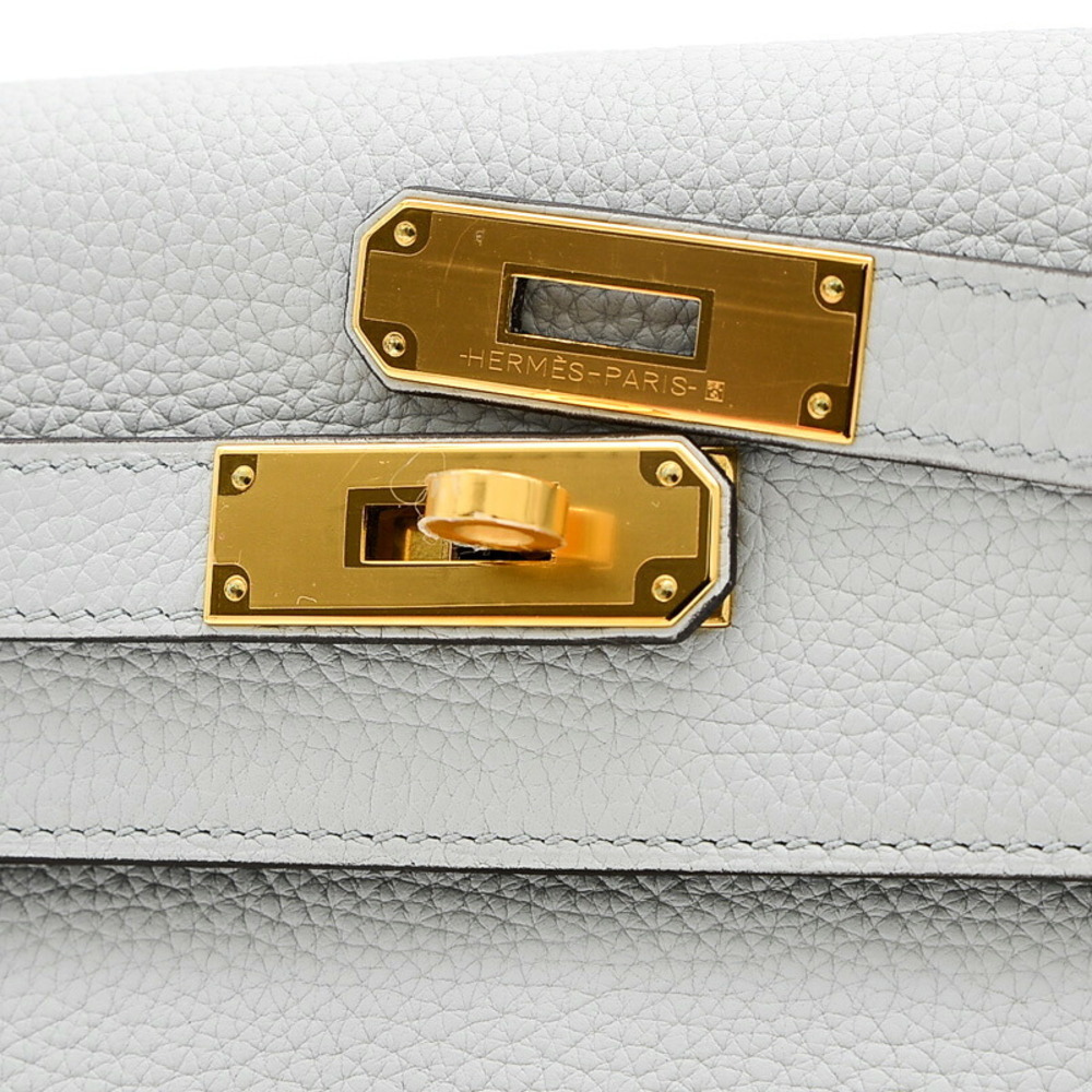 Hermes Kelly 32 Inner Sewing Taurillon Clemence Handbag Blue Pale Gold Metal Fittings Z Stamp
