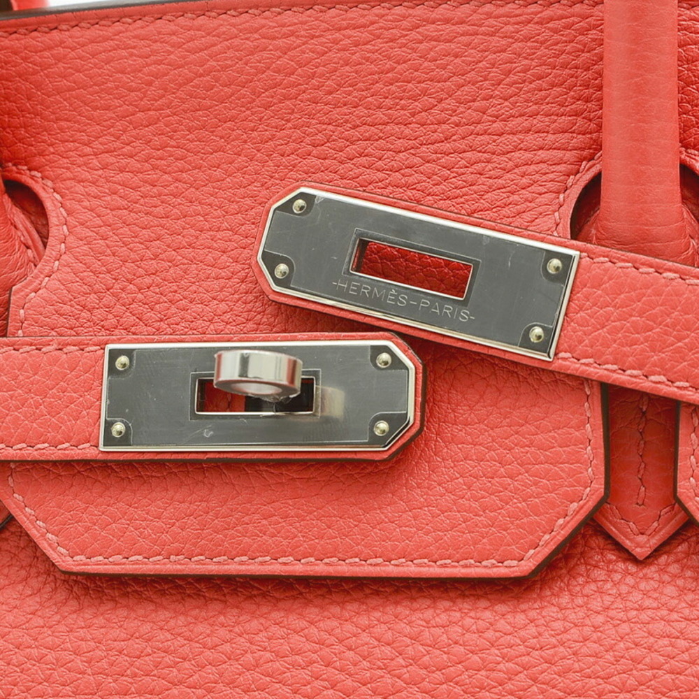 Hermes Birkin 30 Verso Taurillon Handbag Rose Jaipur Orange Silver Hardware Z Engraved