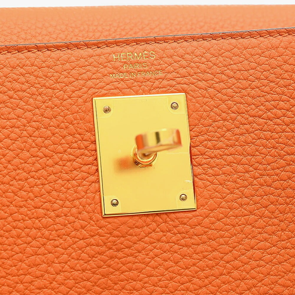 Hermes Kelly 28 Inner Stitch Togo Handbag Orange Gold Hardware U Engraved