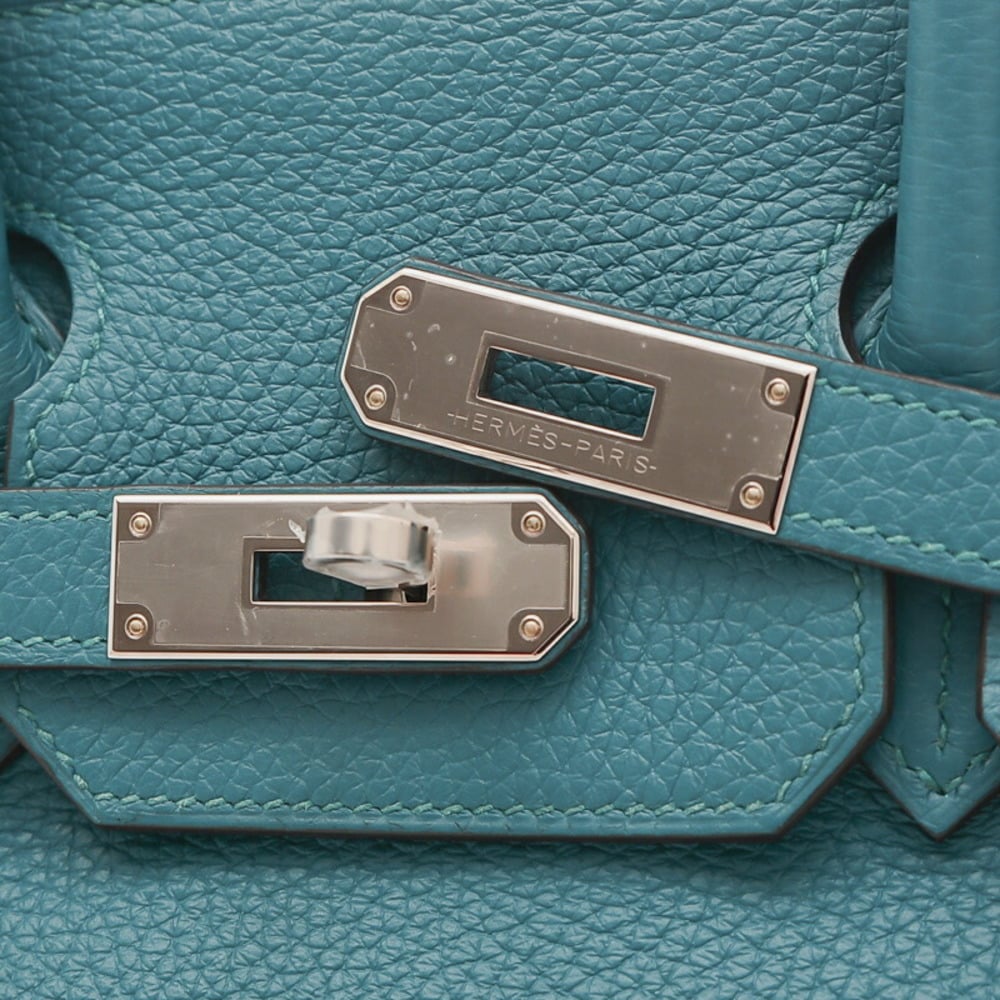 Hermes Birkin 30 Verso Taurillon Handbag Bosphore Bleu Nord Silver Metal Fittings U Stamp