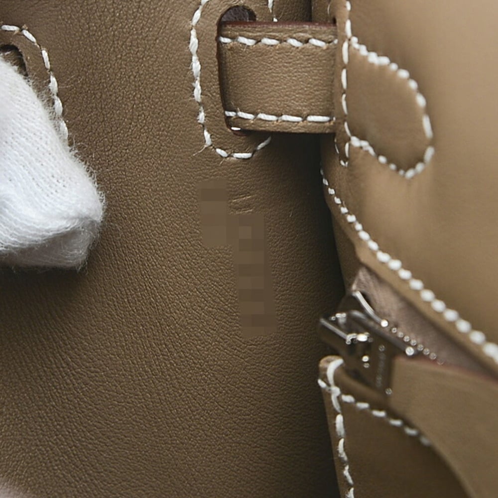 Hermes Kelly Putted 25 Outer Stitched Swift Handbag Etoupe Silver Hardware U Engraved