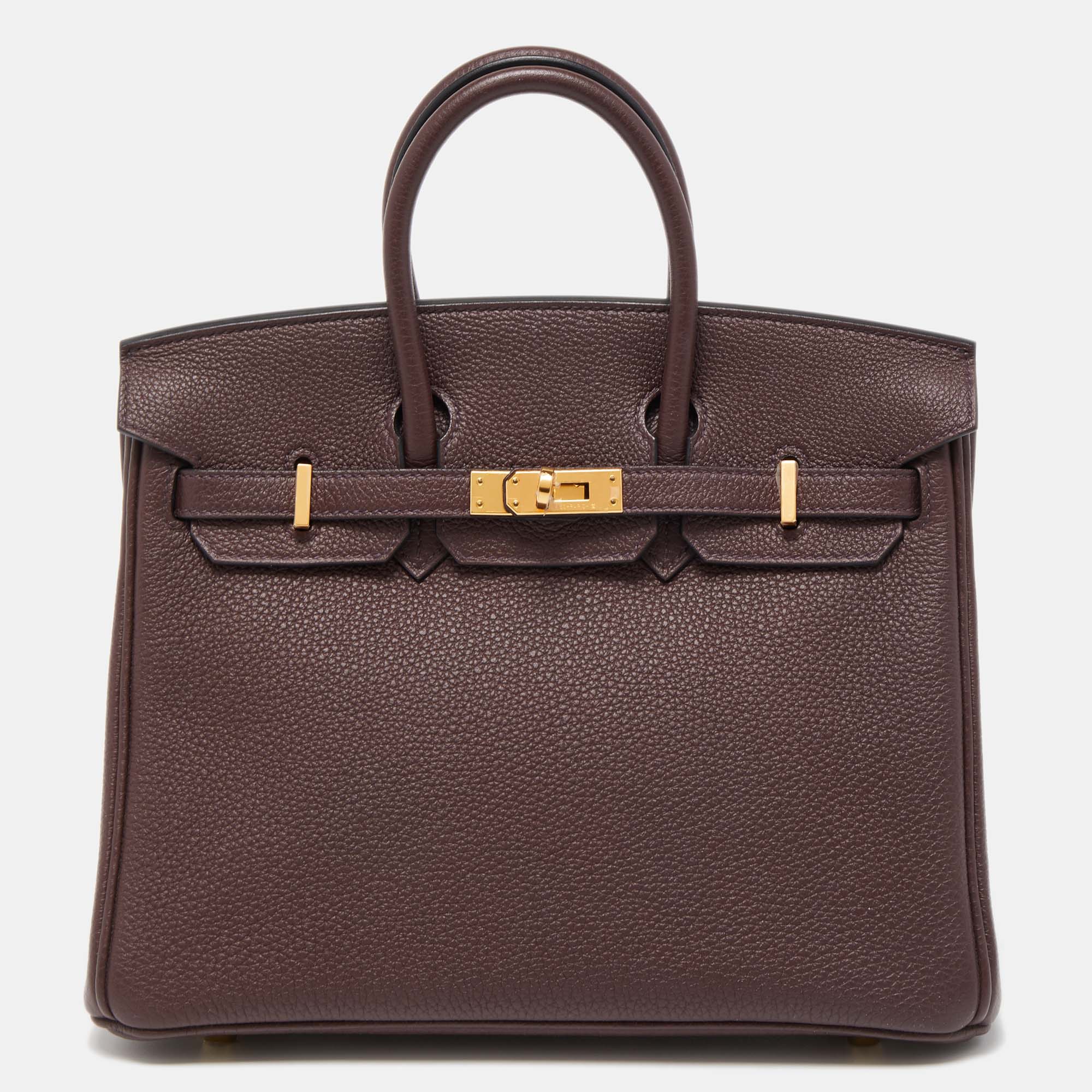 Hermes Rouge Sellier Togo Leather Gold Finish Birkin 25 Bag