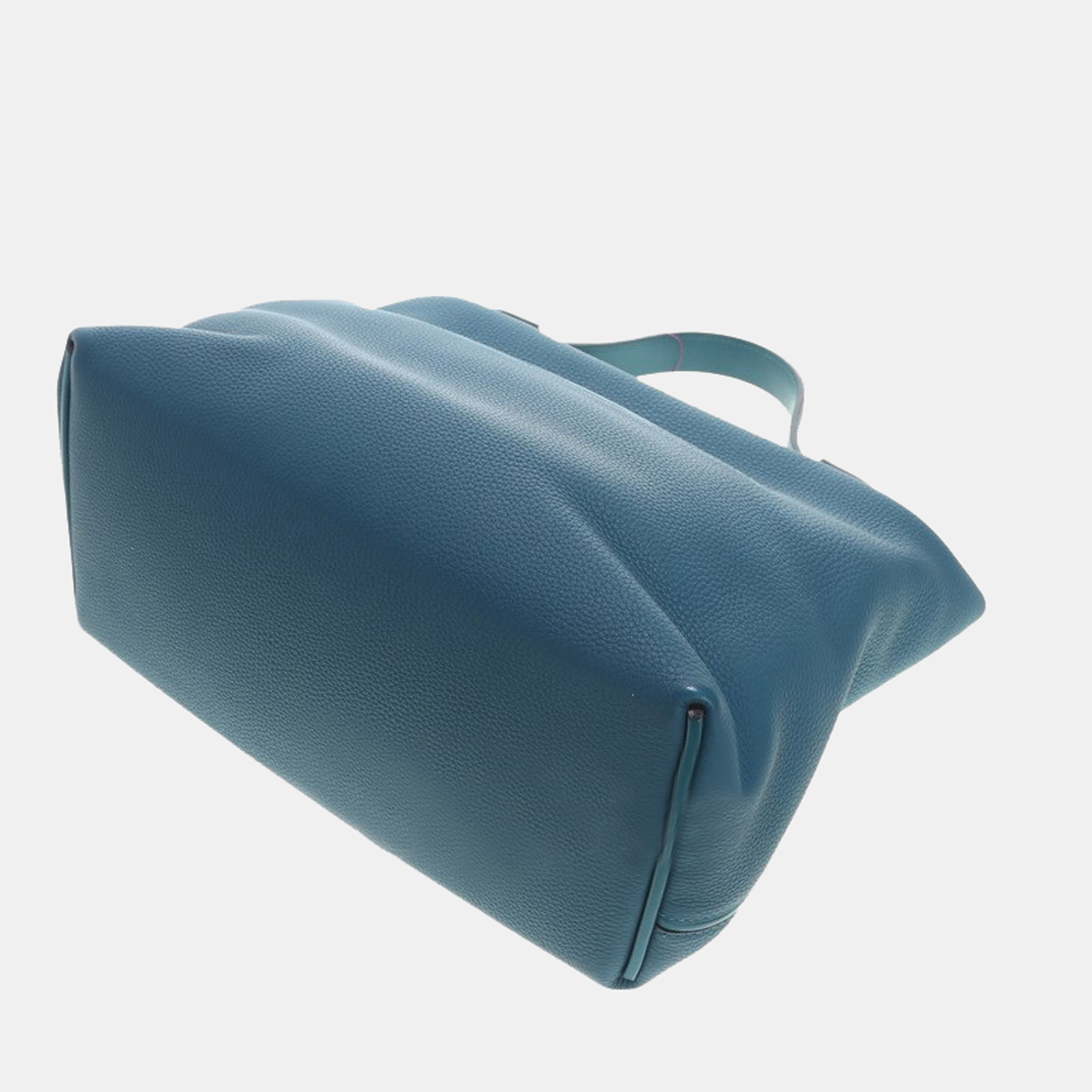 Hermes Blue Leather Togo 24/24 Top Handle Bag