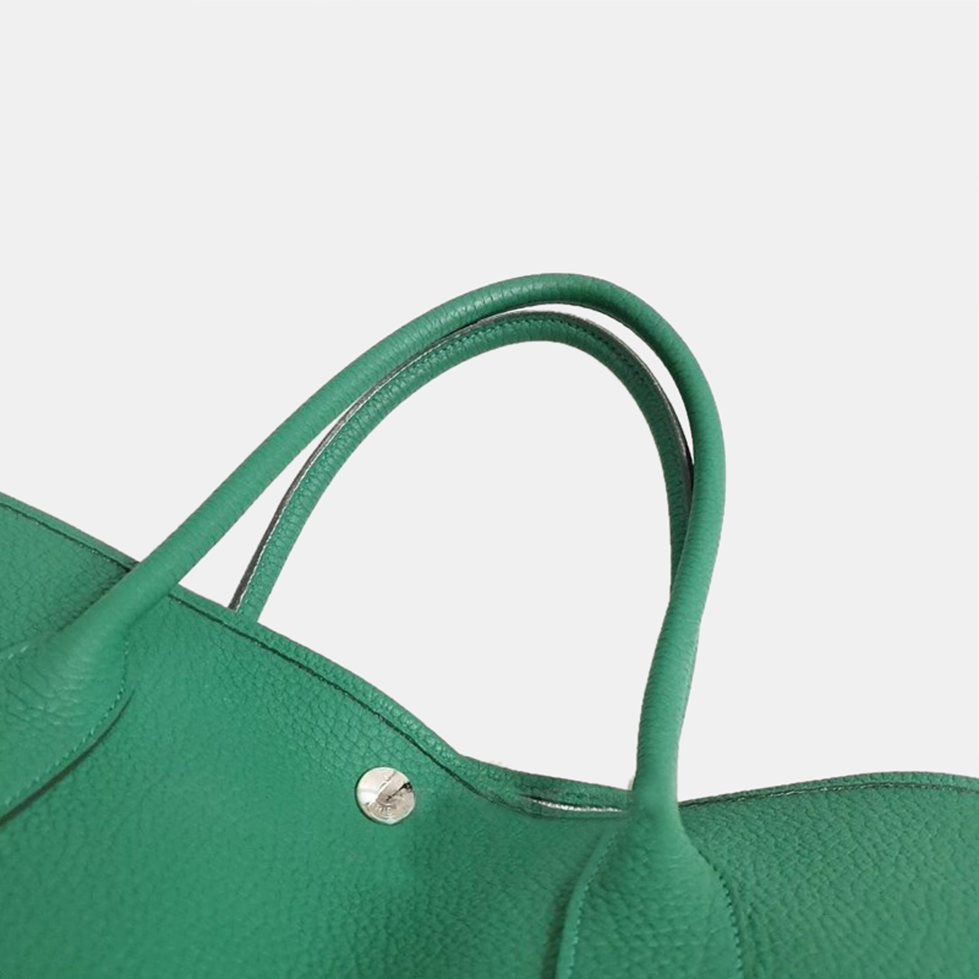 Hermes Green Leather Garden Party 36 Tote Bag