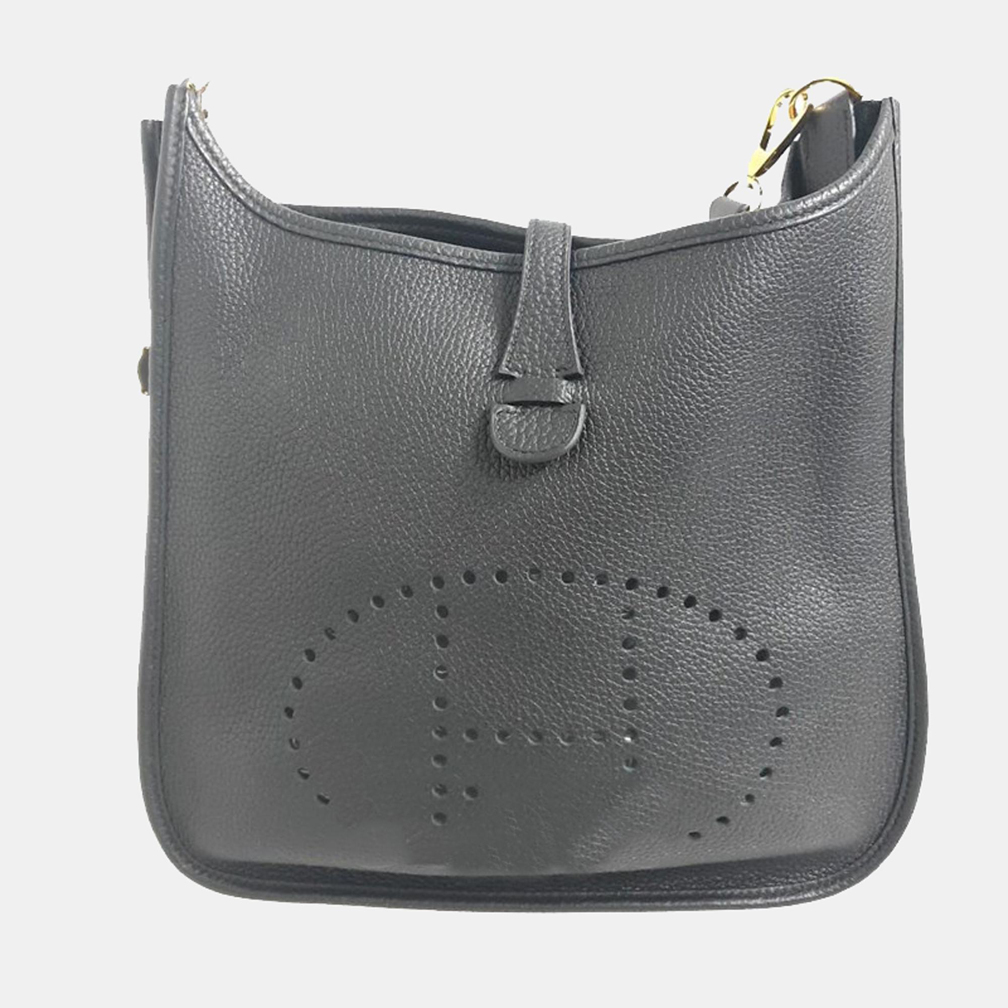 Hermes Black Clemence Leather Evelyne 29 Shoulder Bag