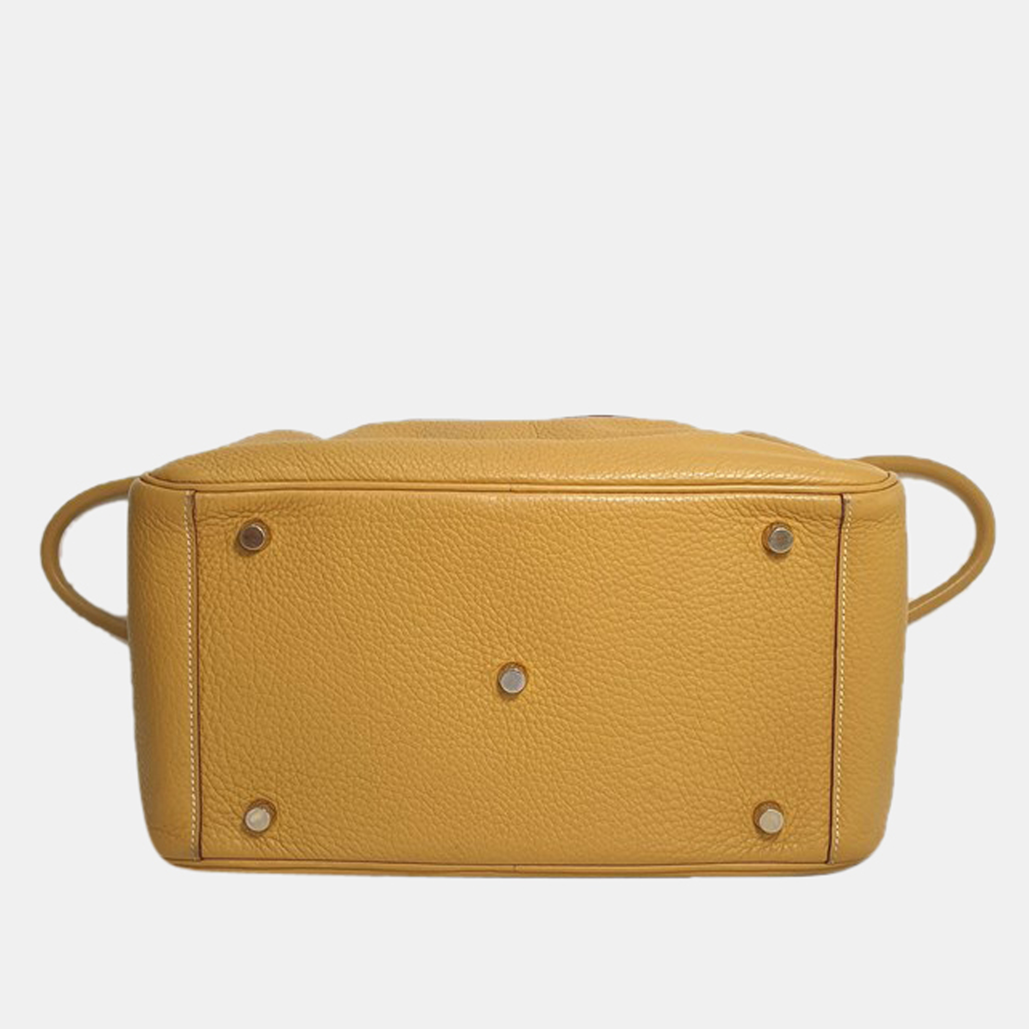 Hermes Yellow Clemence Leather Lindy 30 Shoulder Bag