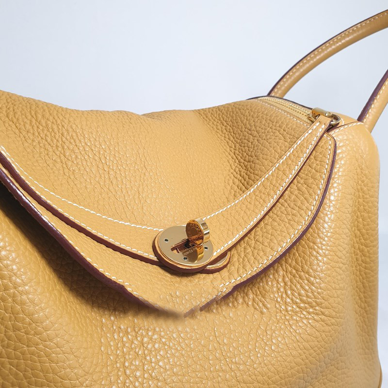 Hermes Yellow Clemence Leather Lindy 30 Shoulder Bag
