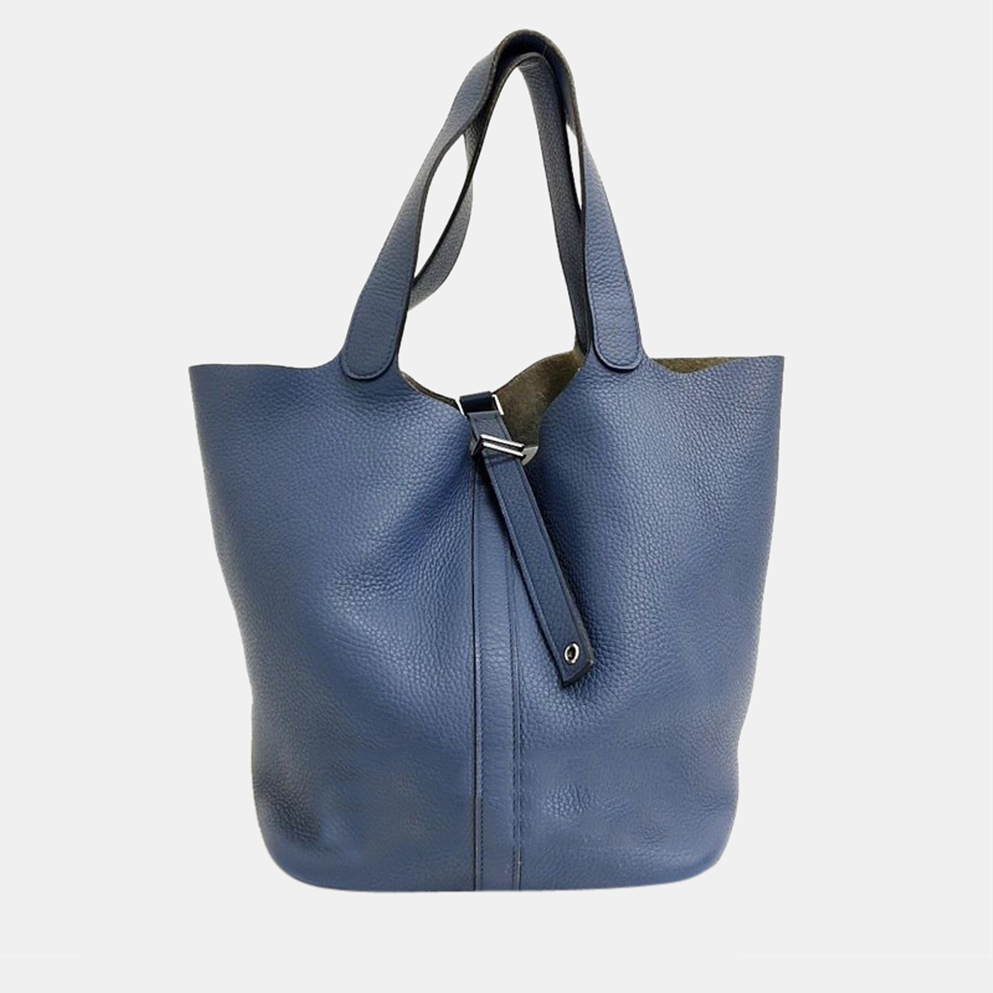 Hermes Blue Clemence Leather Picotin Lock 26 Tote Bag