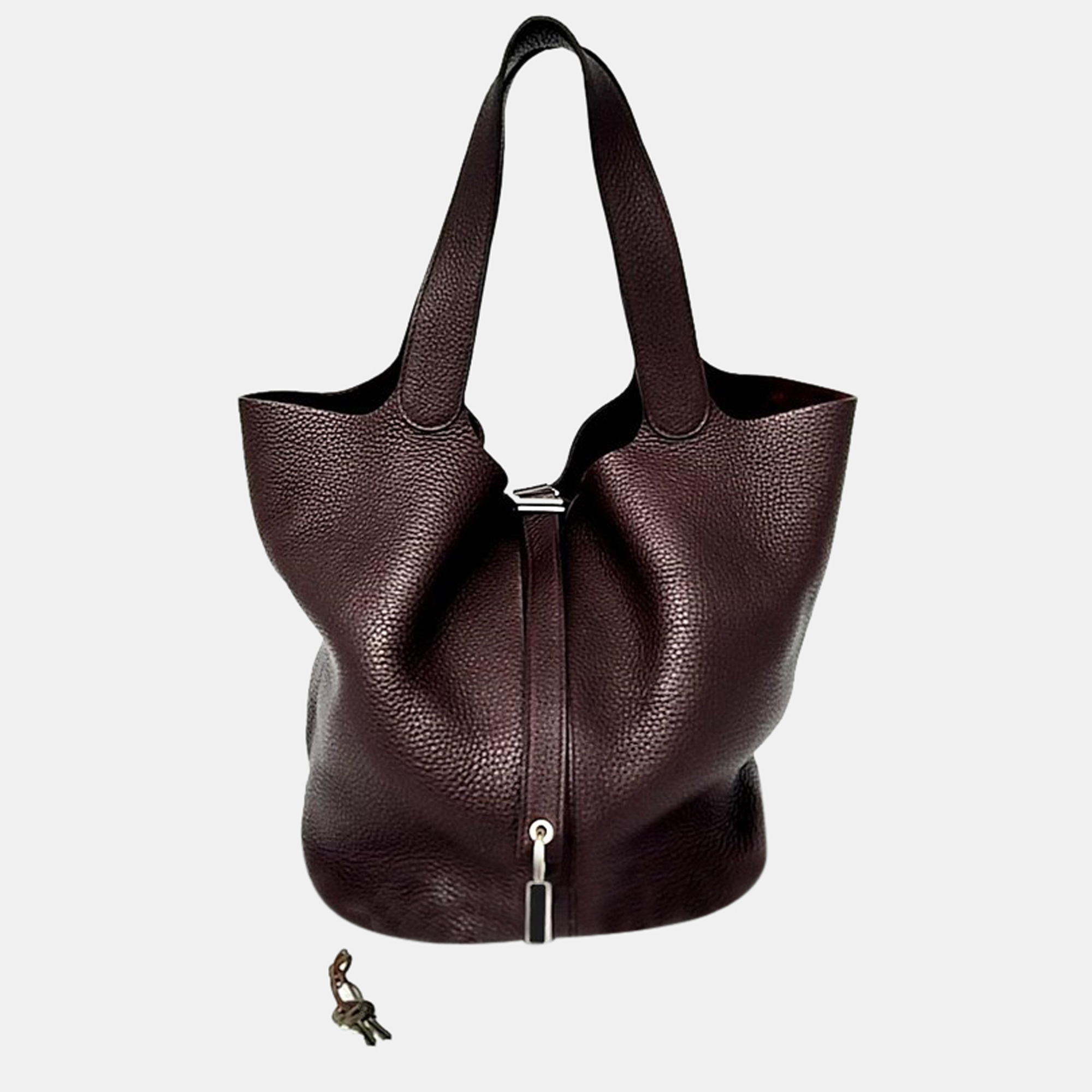 Hermes Brown Clemence Leather Picotin Lock 26 Tote Bag