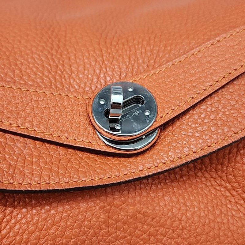 Hermes Orange Clemence Leather Lindy 34 Shoulder Bag