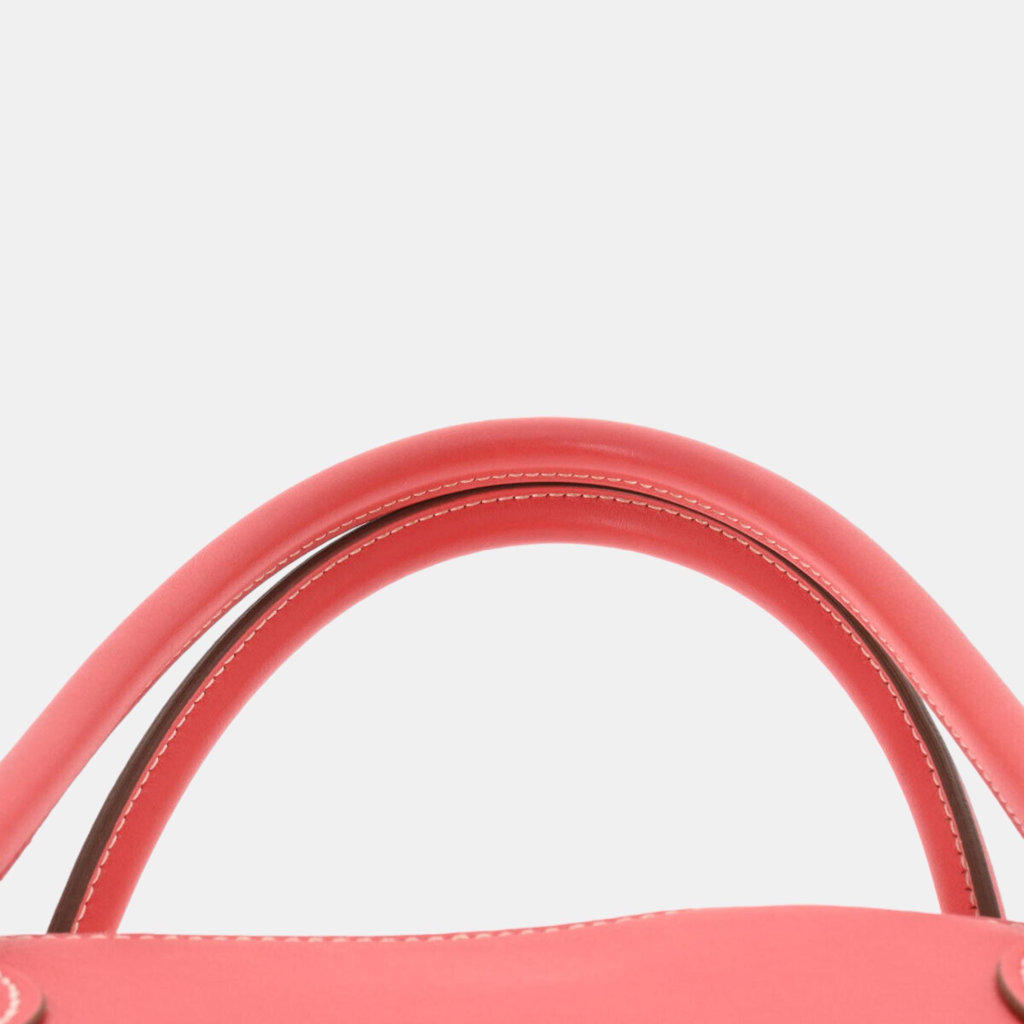 Hermes Pink Leather Sikkim Relax Bolide 35 Satchel Bag