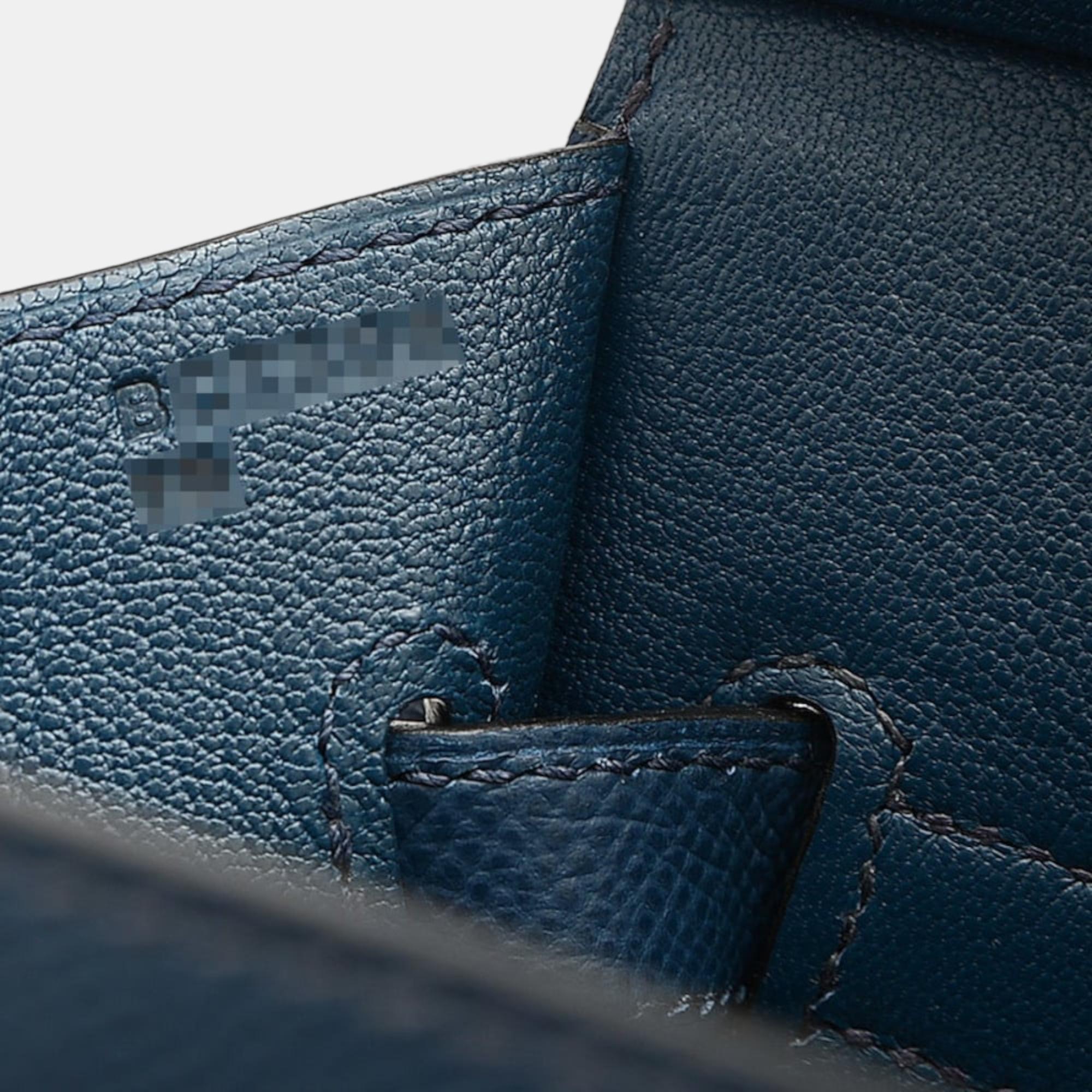 Hermes Birkin 30 Serie Epson Handbag Blue De Plus Silver Metal Fittings B Stamp