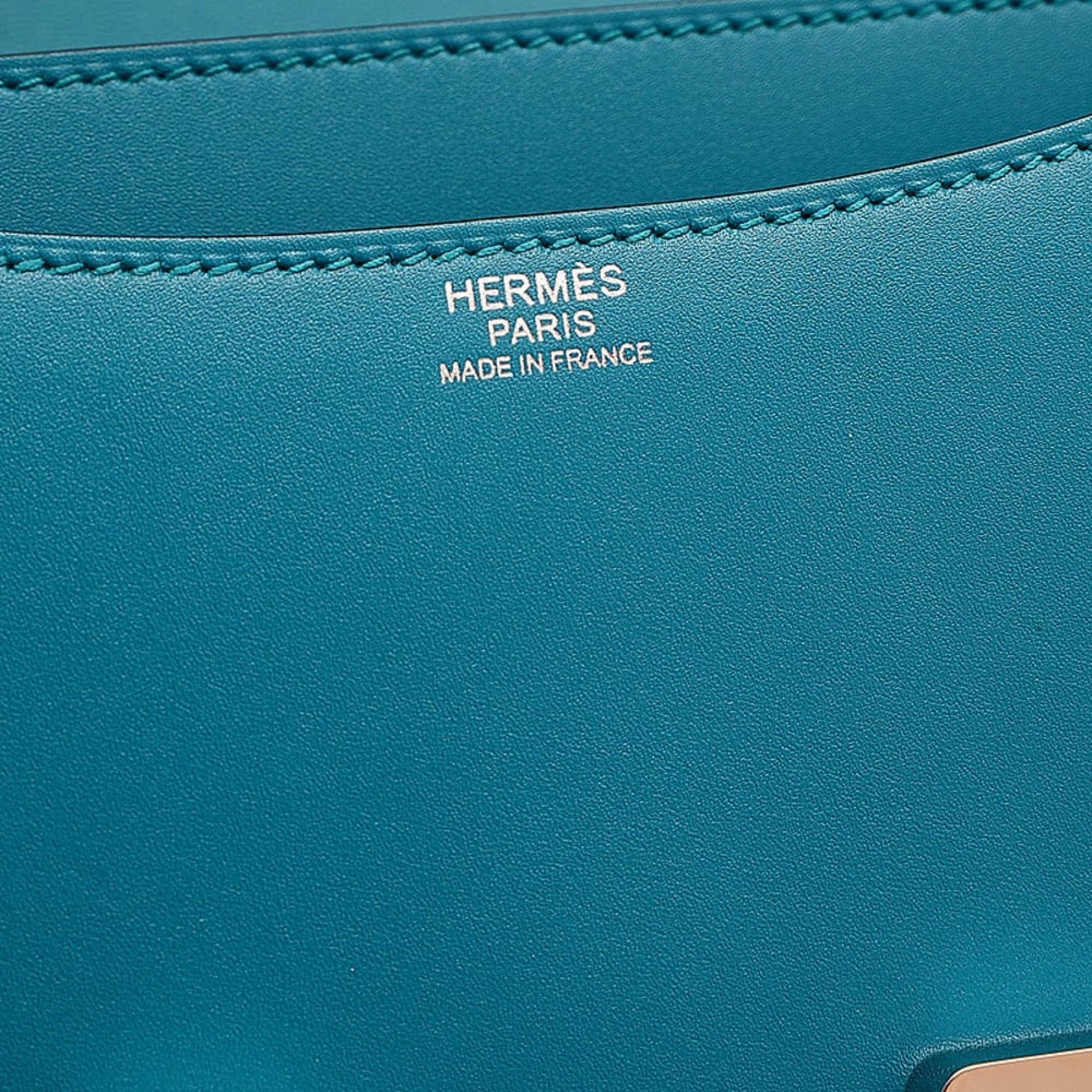 Hermes Constance 24 Shoulder Bag Tadelakt Blue Izmir Silver Hardware A Engraved