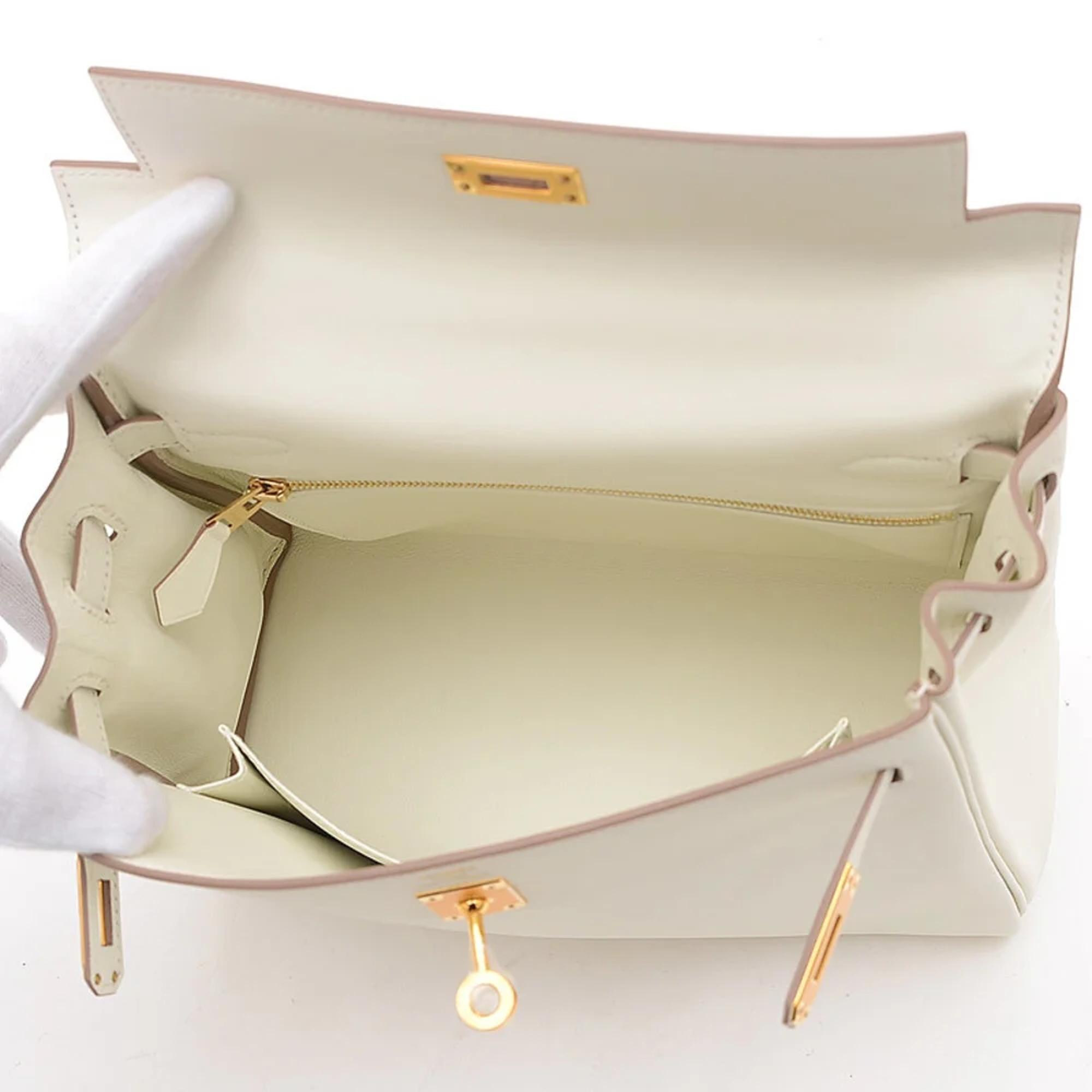 Hermes Kelly 25 Inner Sewing Handbag Swift Mushroom Gold Metal Fittings B Stamped 2023