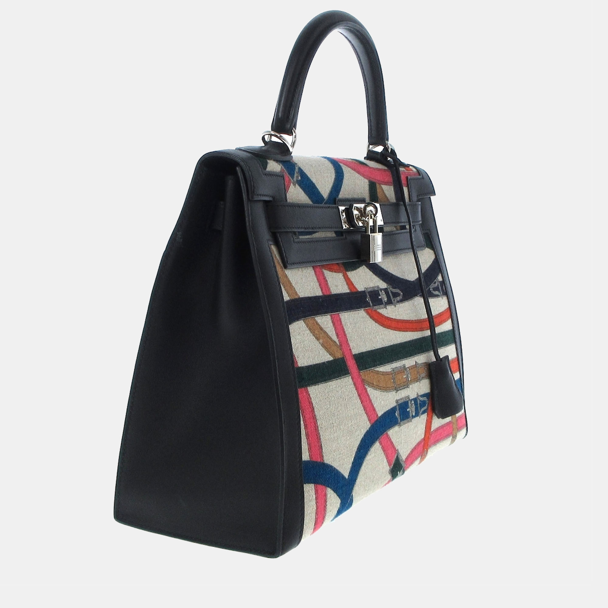 Hermes Multi Canvas Leather Palladium Hardware Kelly 32 Bag, Multicolor
Hermes Multi Canvas Leather Palladium Hardware Kelly 32 Bag, Multicolor