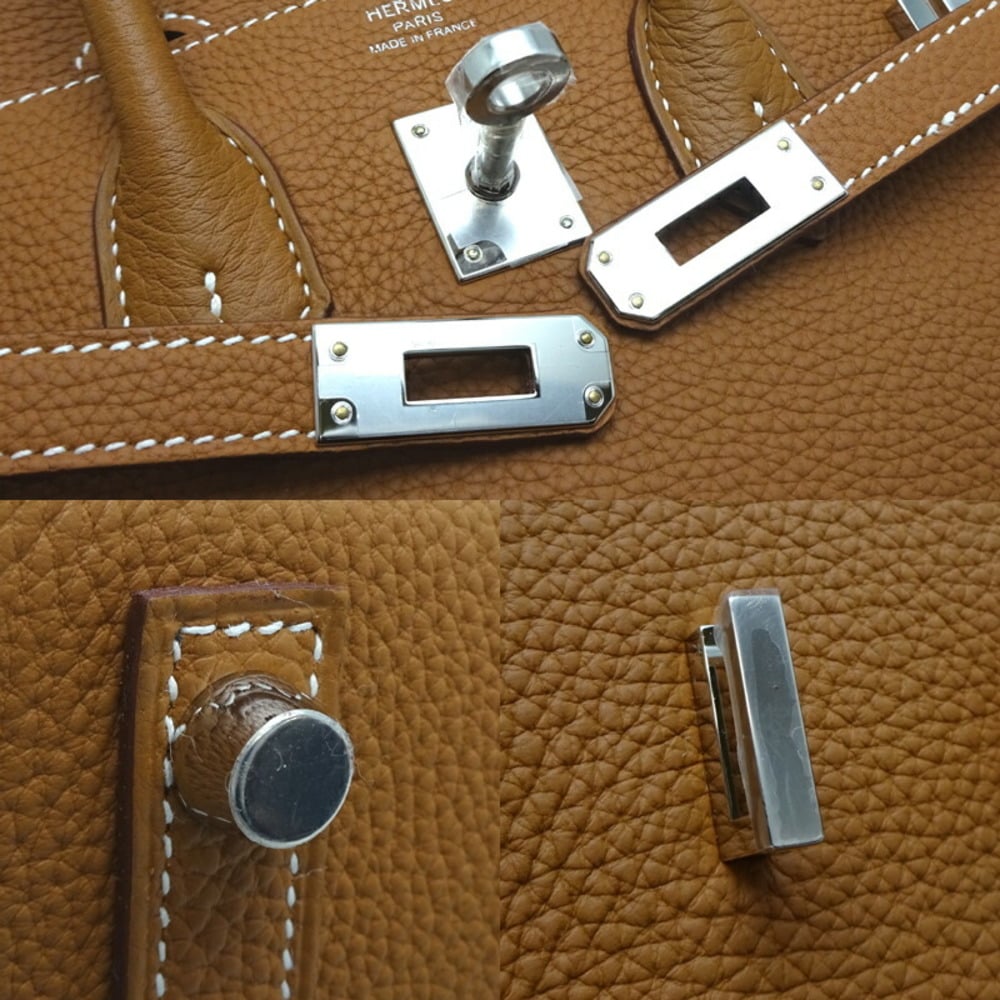 Hermes Birkin 25 U Stamped Ladies Handbag Togo Gold X (Palladium)