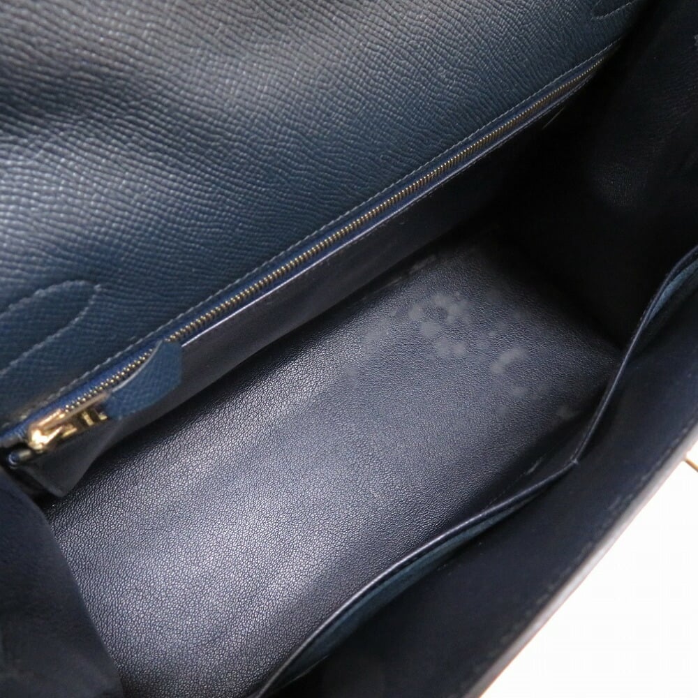 Hermes Kelly 32 Outer Sewing Kushvel Navy C Engraved Handbag Bag Blue