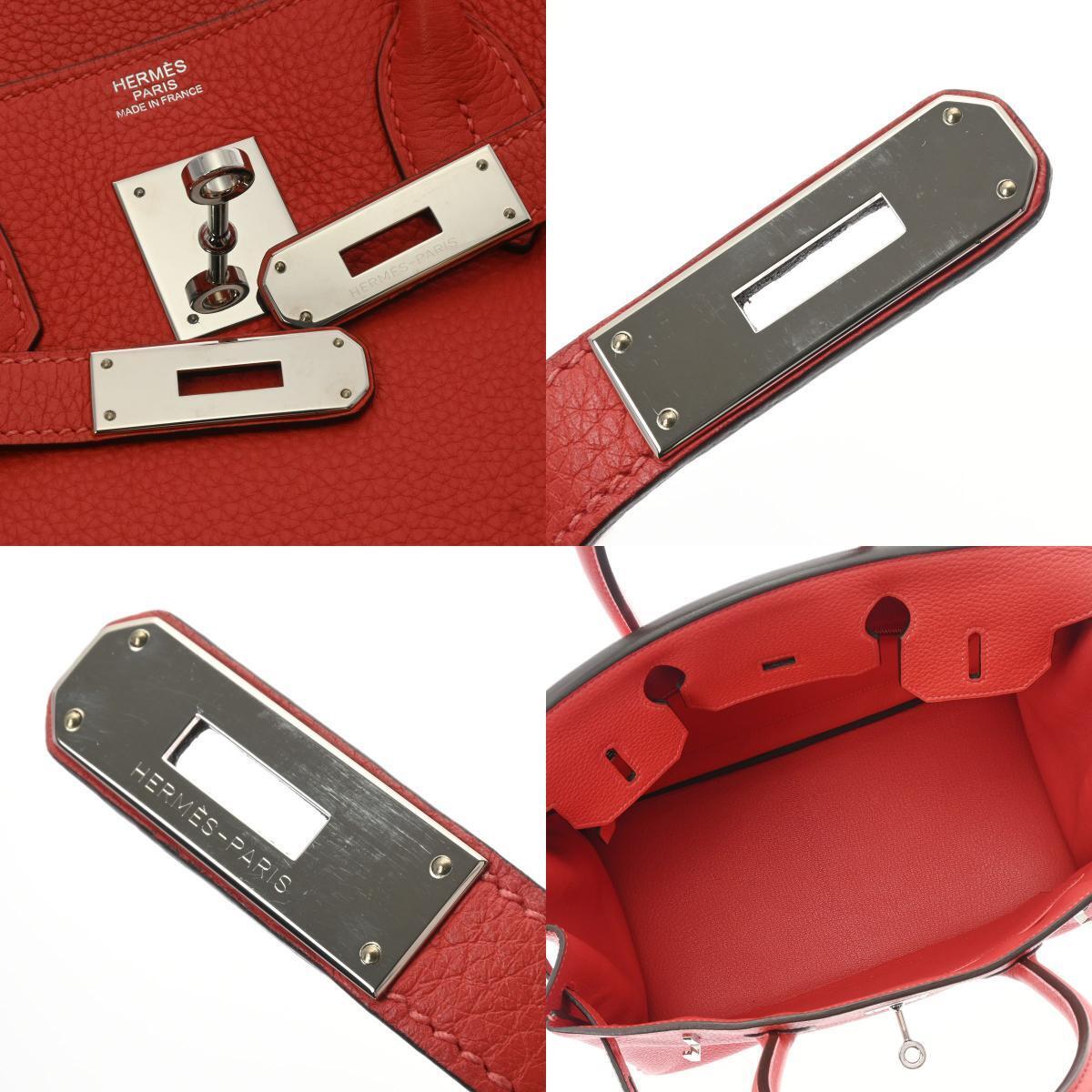 Hermes Red Clemence Leather Palladium Hardware Birkin 30 Bag