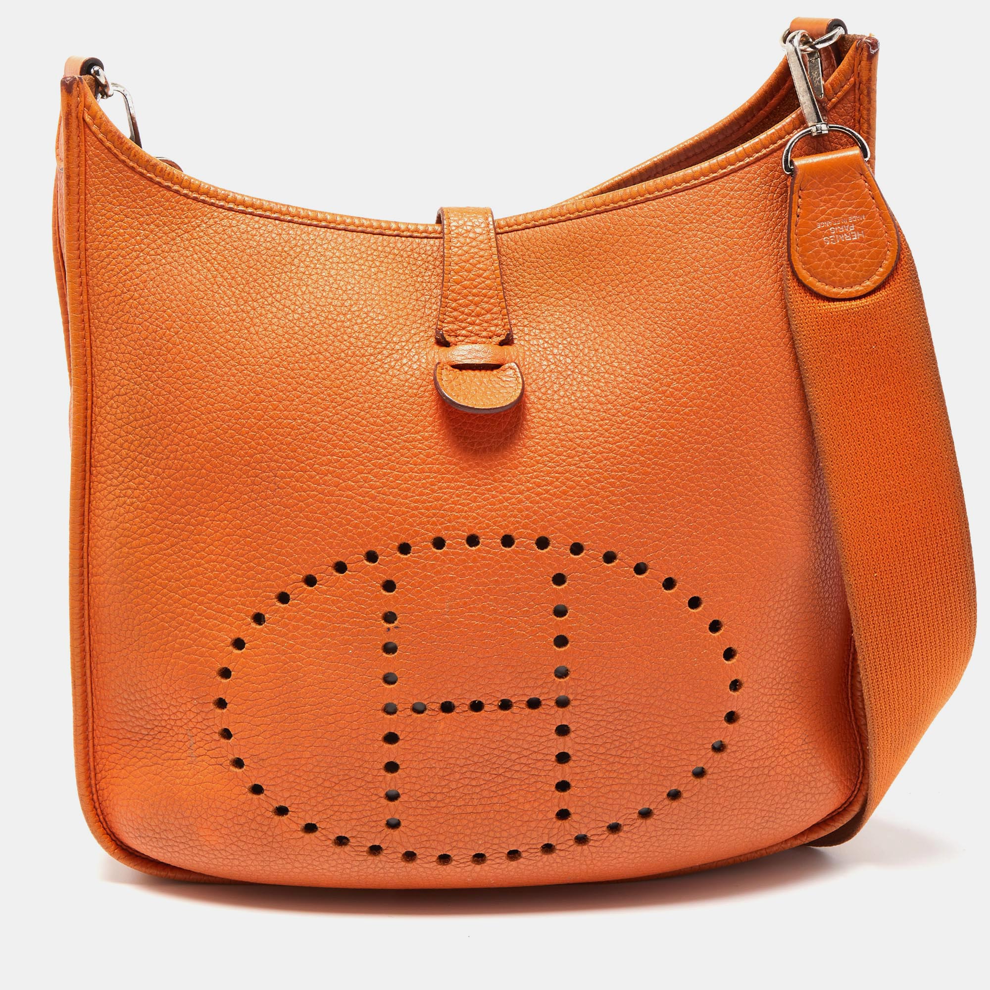Hermes Orange Togo Leather Evelyne I GM Bag