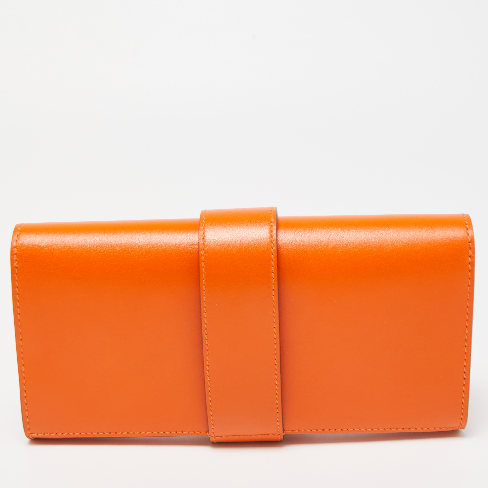 Hermes Orange Tadelakt Leather Medor 23 Clutch