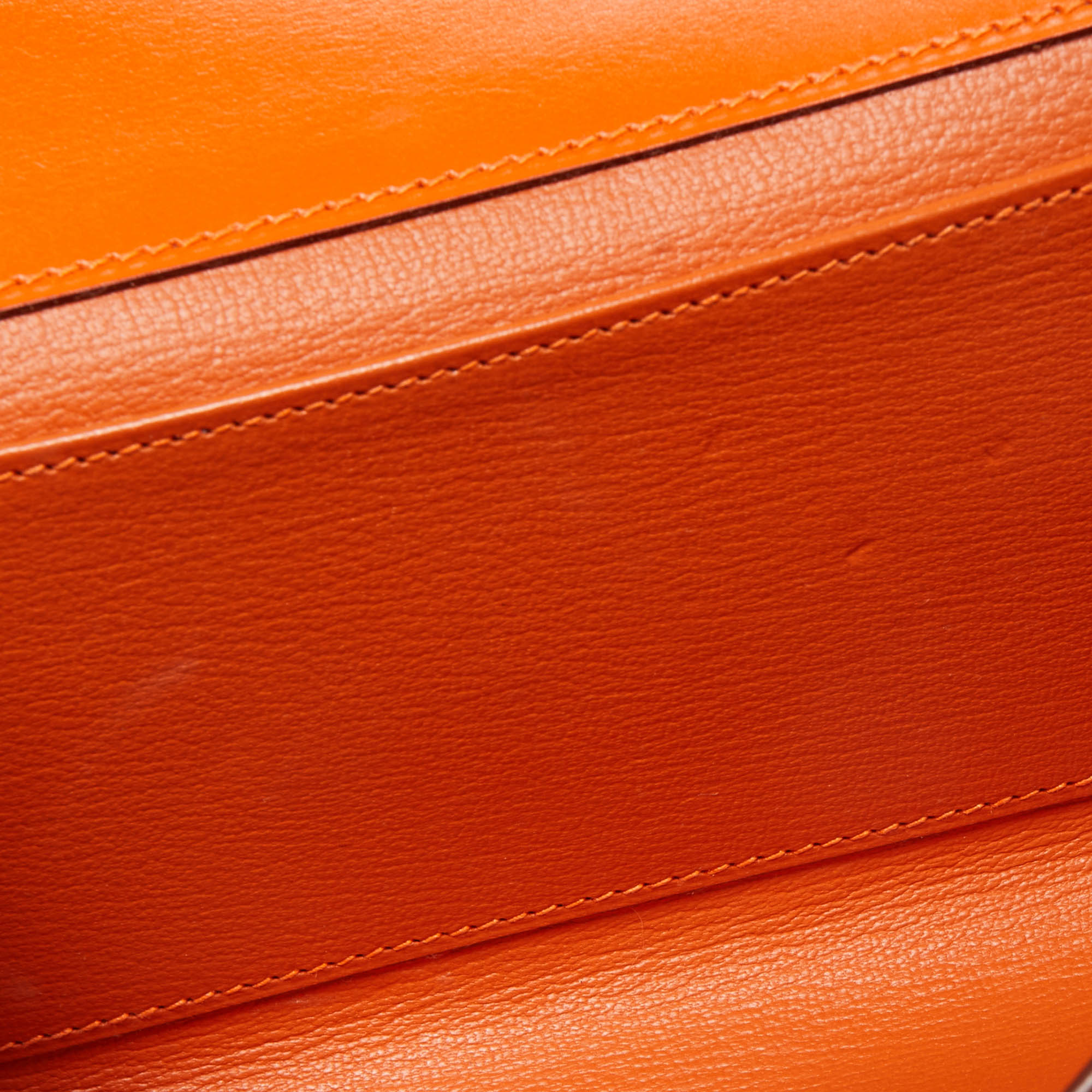 Hermes Orange Tadelakt Leather Medor 23 Clutch
