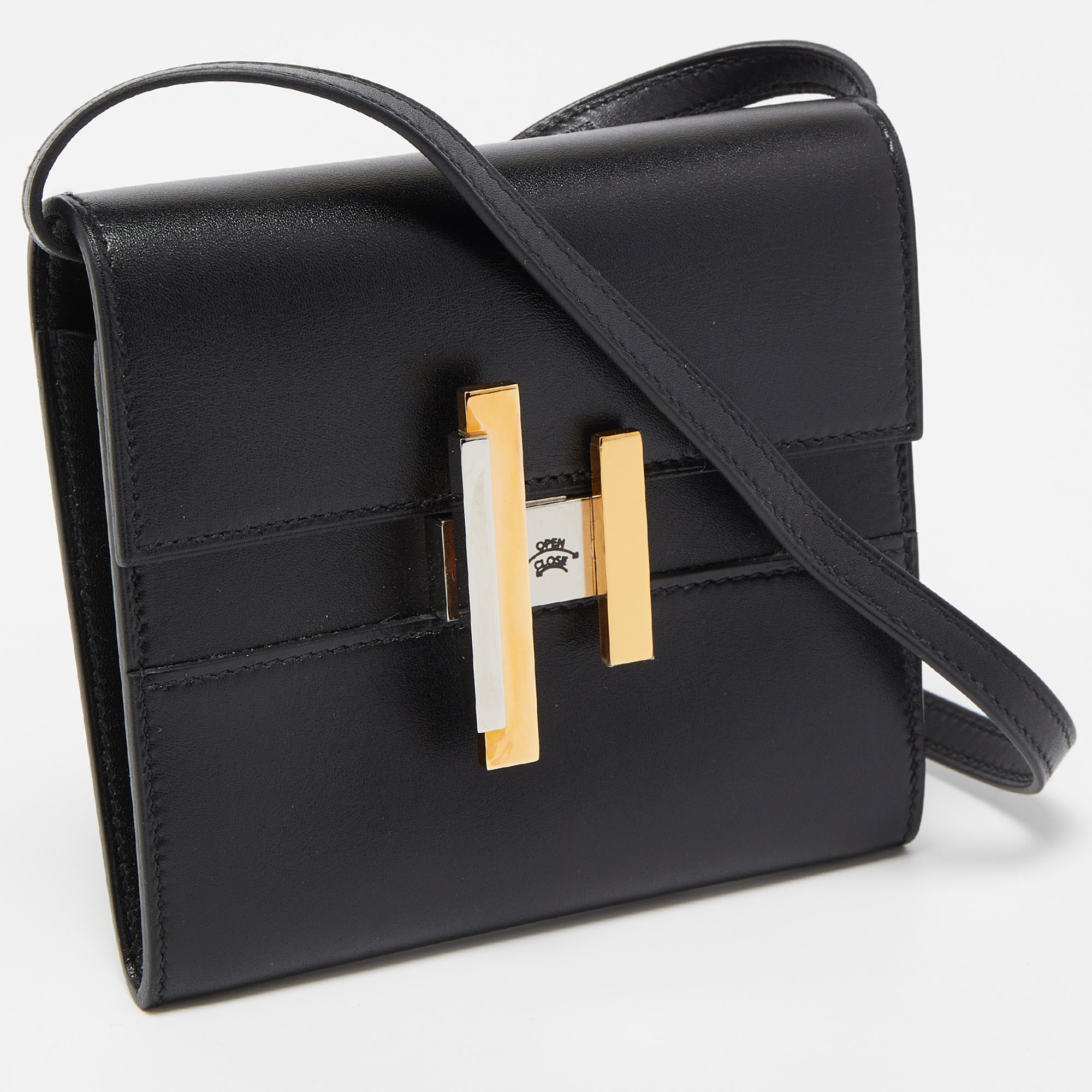 Hermes Black Tadelakt Leather Cinhetic To Go Wallet