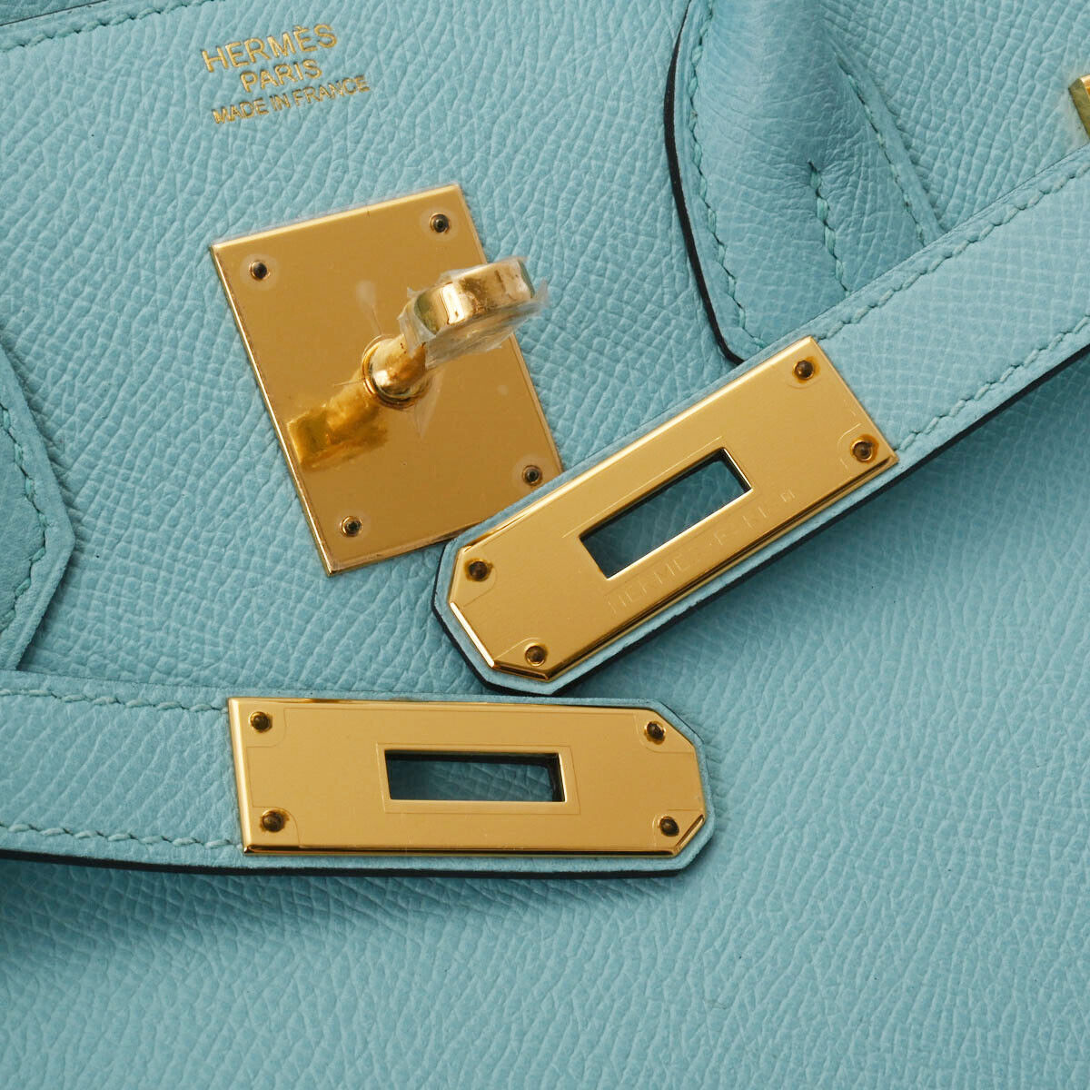 Hermes Blue Epsom Leather Gold Hardware Birkin 30 Bag