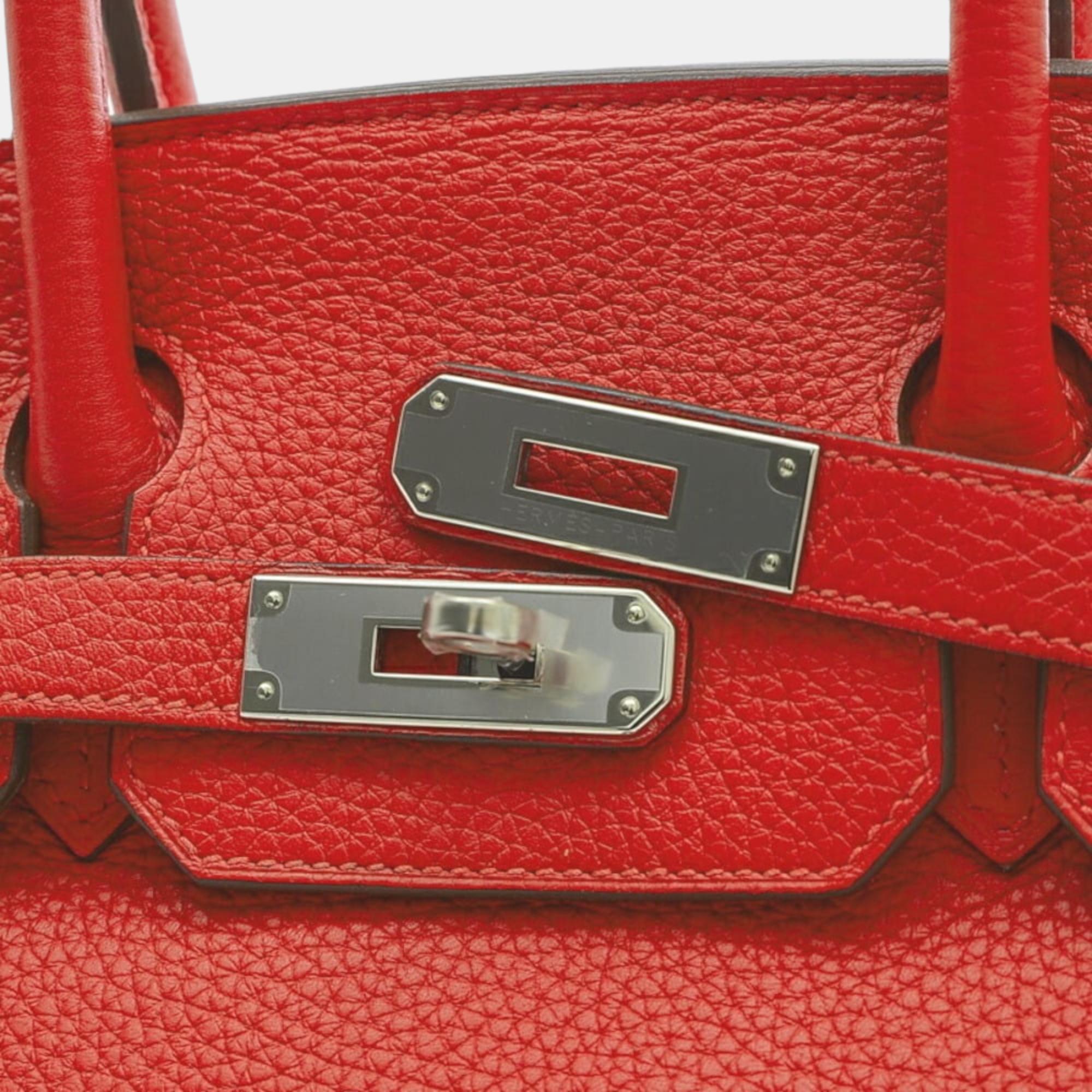 Hermes Birkin 30 Taurillon Clemence Rouge Cazac Silver Hardware X Engraved