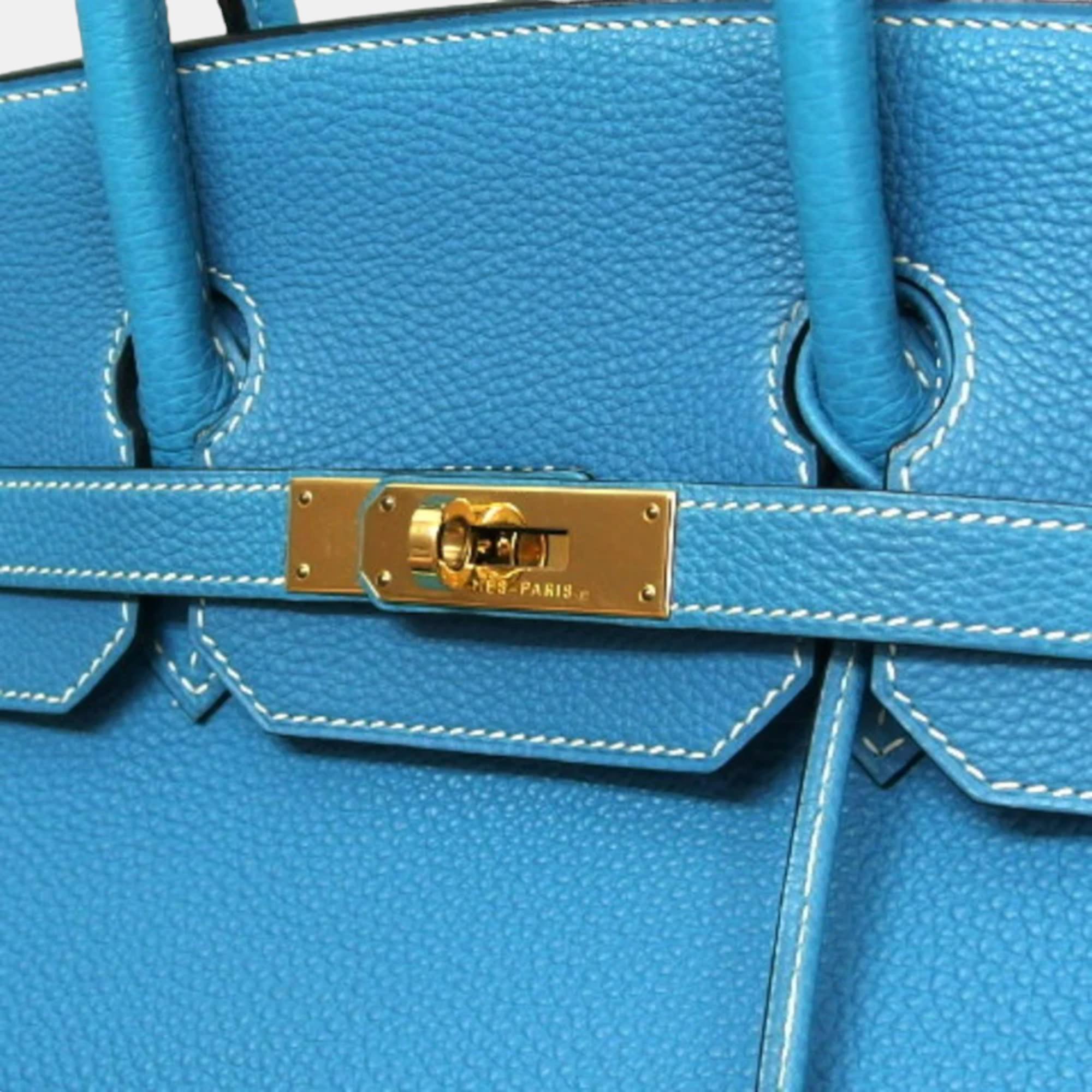 Hermes Birkin 35 Handbag Blue Jean