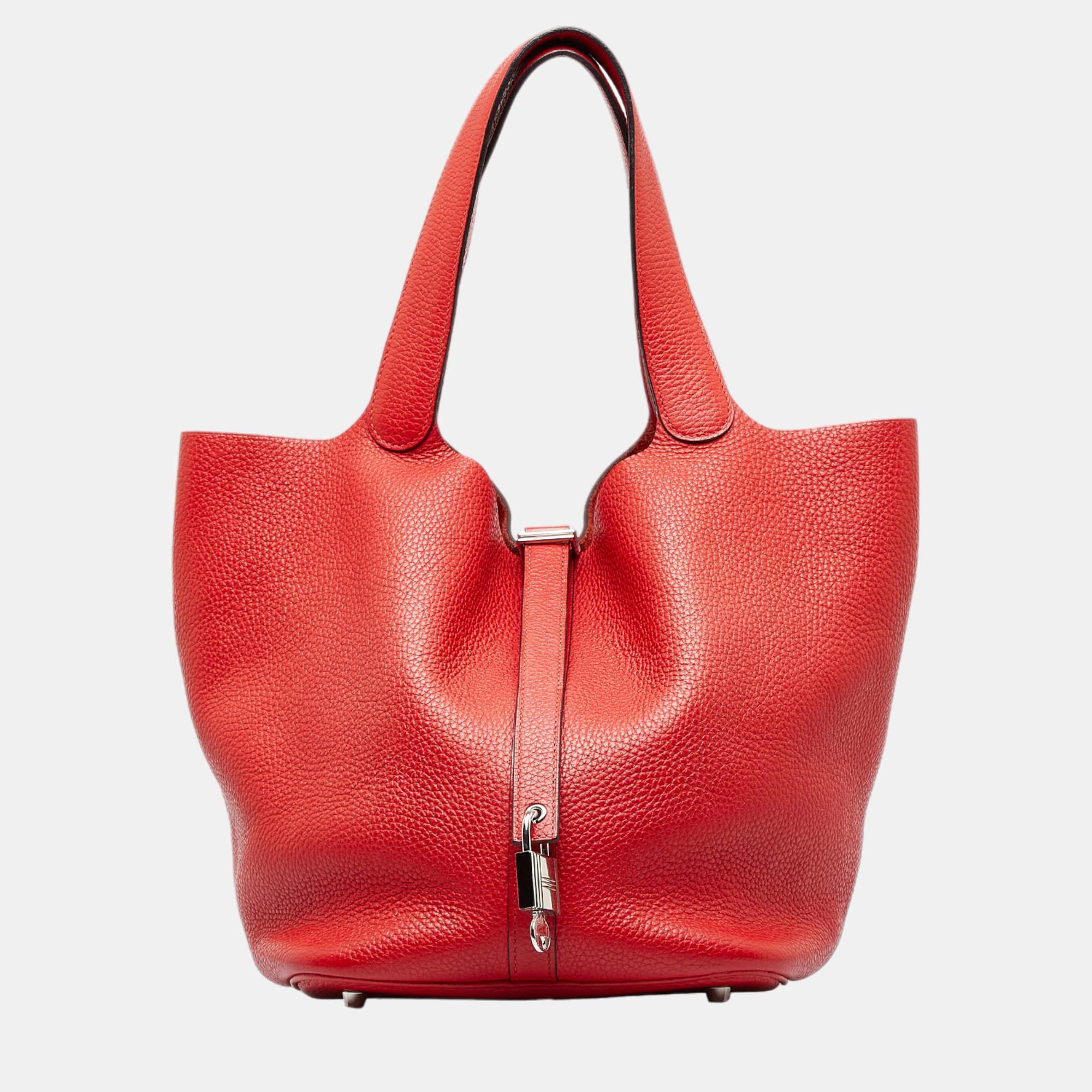 Hermes Red Clemence Picotin GM