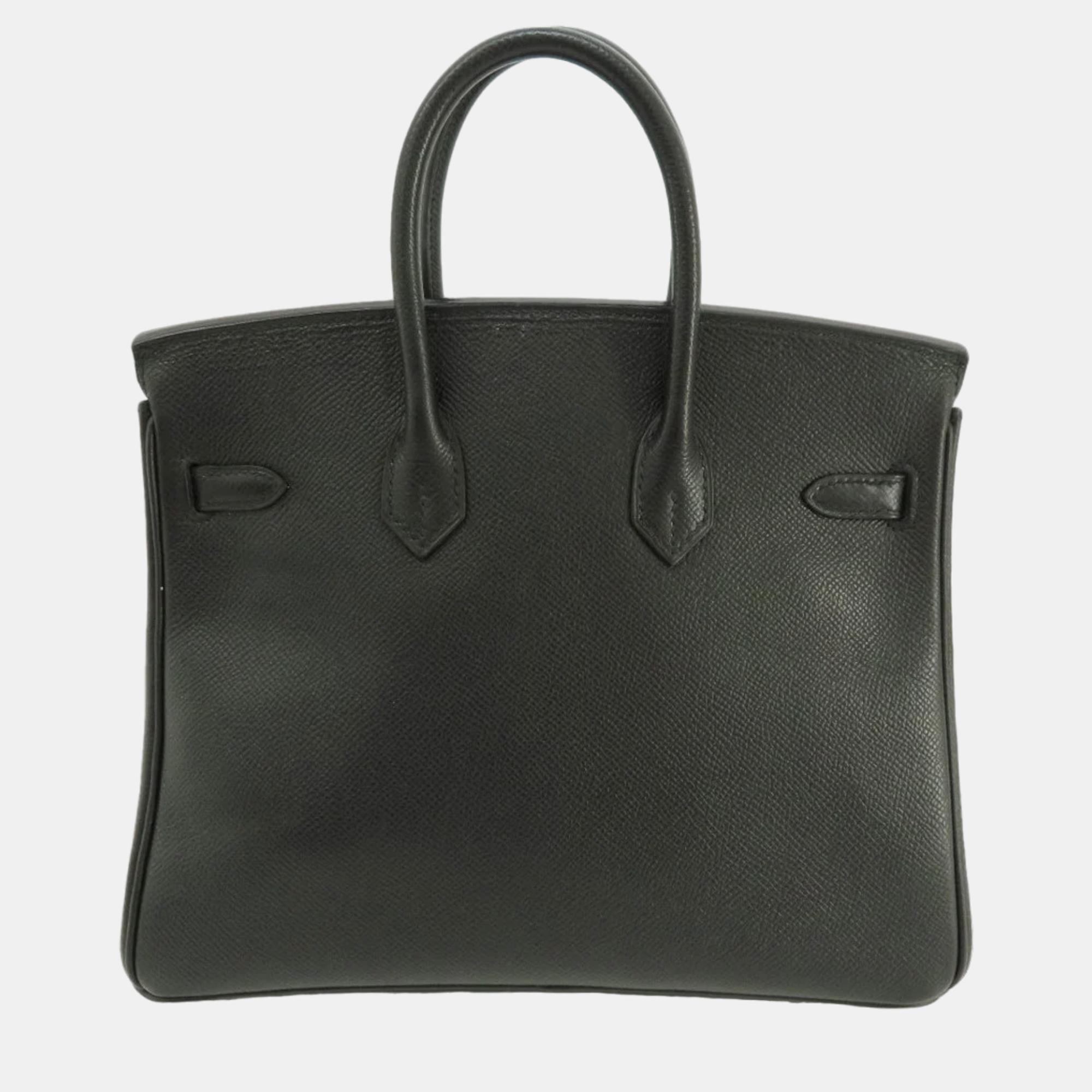 Hermes Birkin 25 Black Handbag Epson Ladies