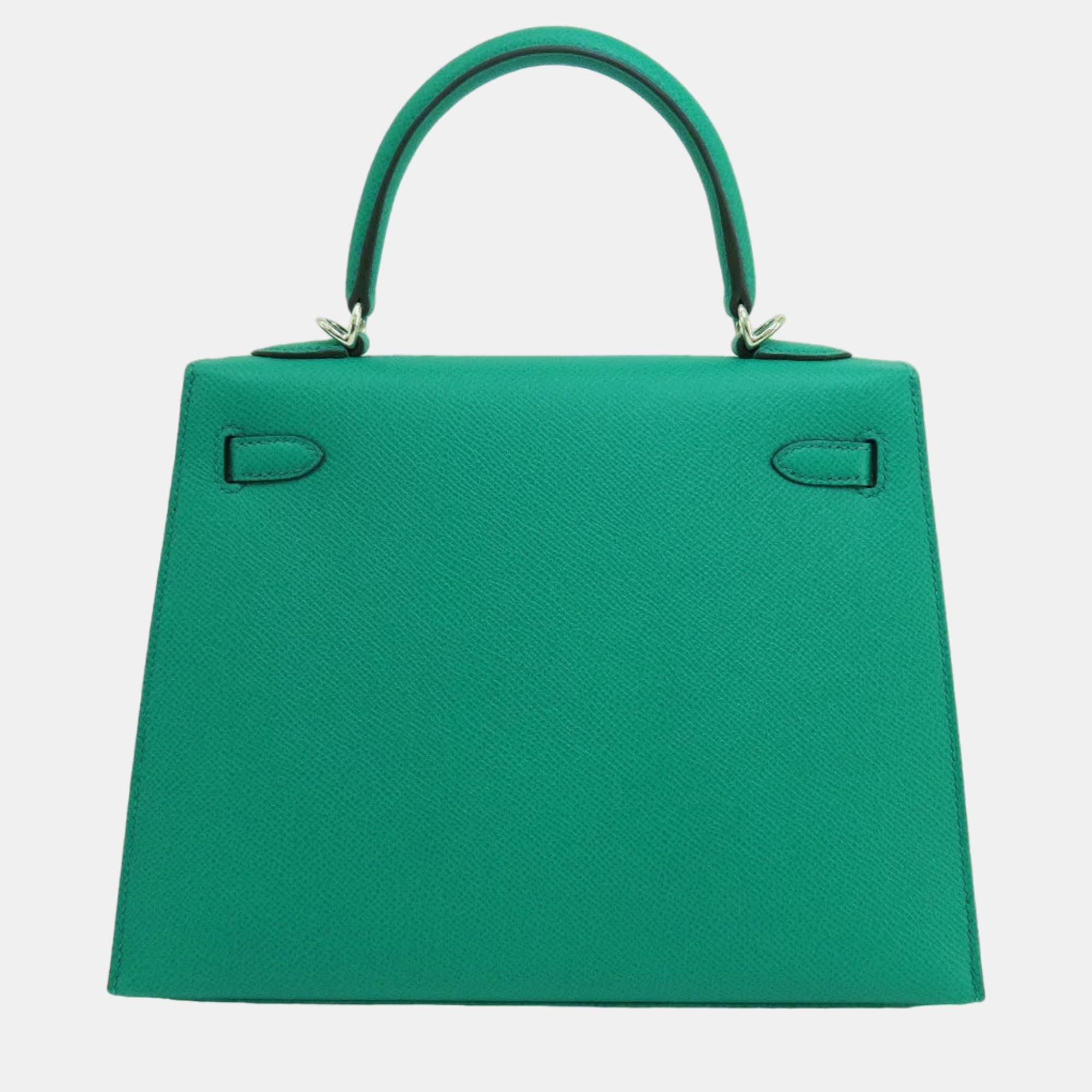 Hermes Kelly 25 Outside Sewing Veil Jade Handbag Epson Ladies